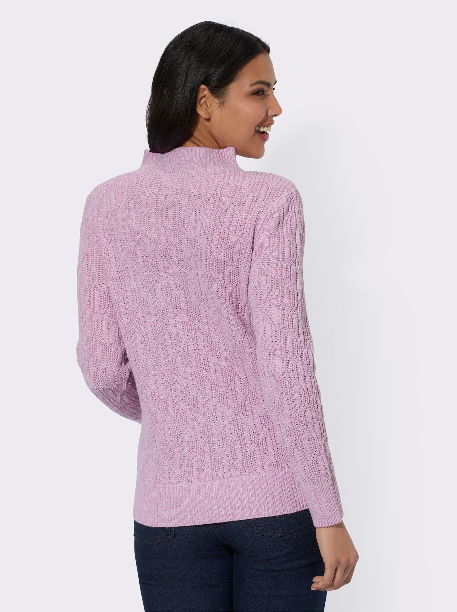Langarm-Pullover mit Kelchkragen - orchidee-meliert