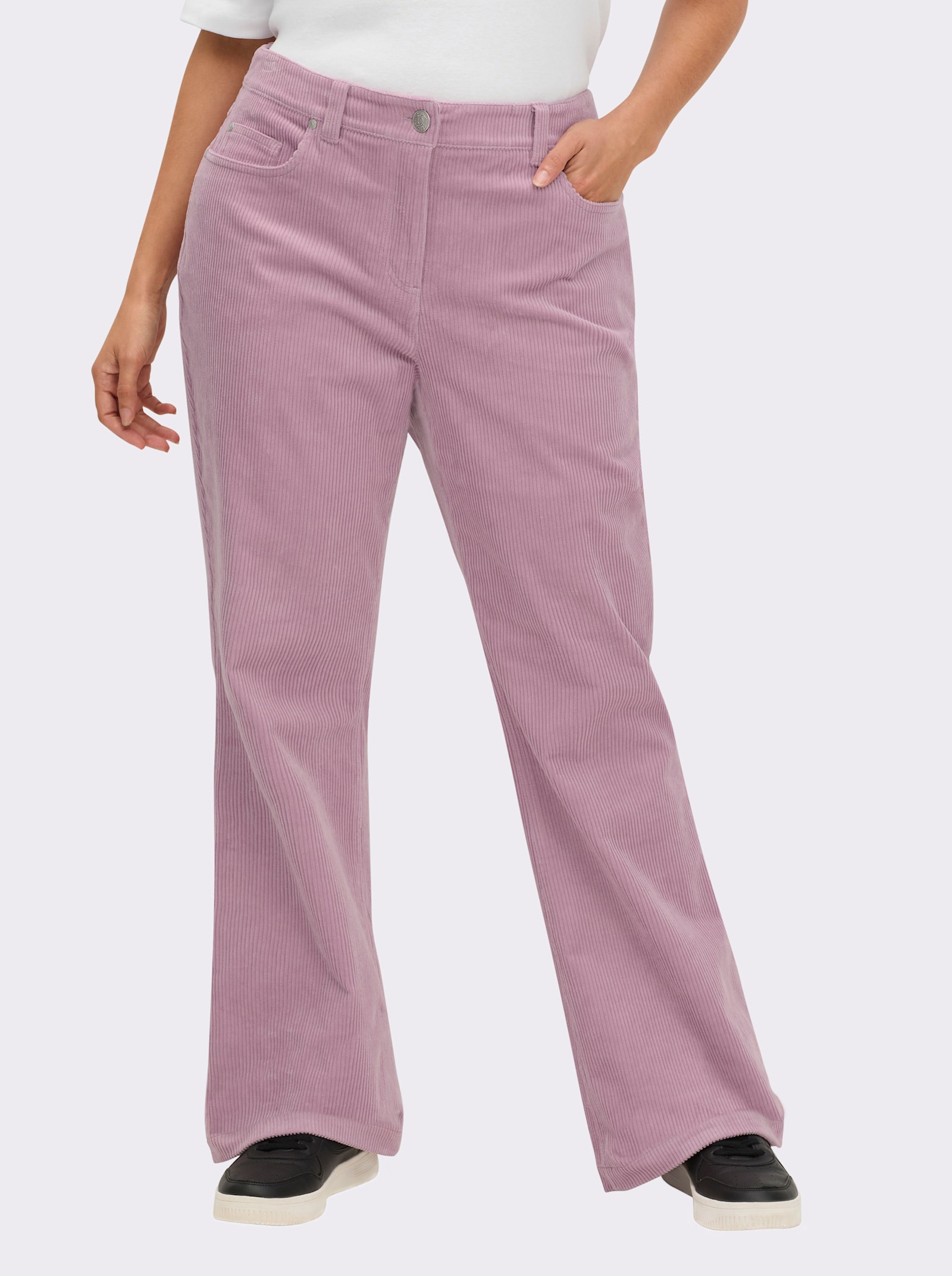 sheego Cordhose in Bootcut-Beinform - mauve
