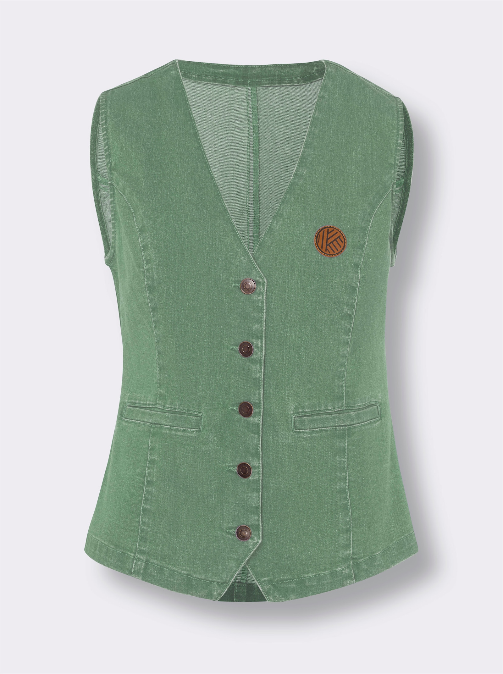 Džínová vesta zkráceného střihu - eukalypt