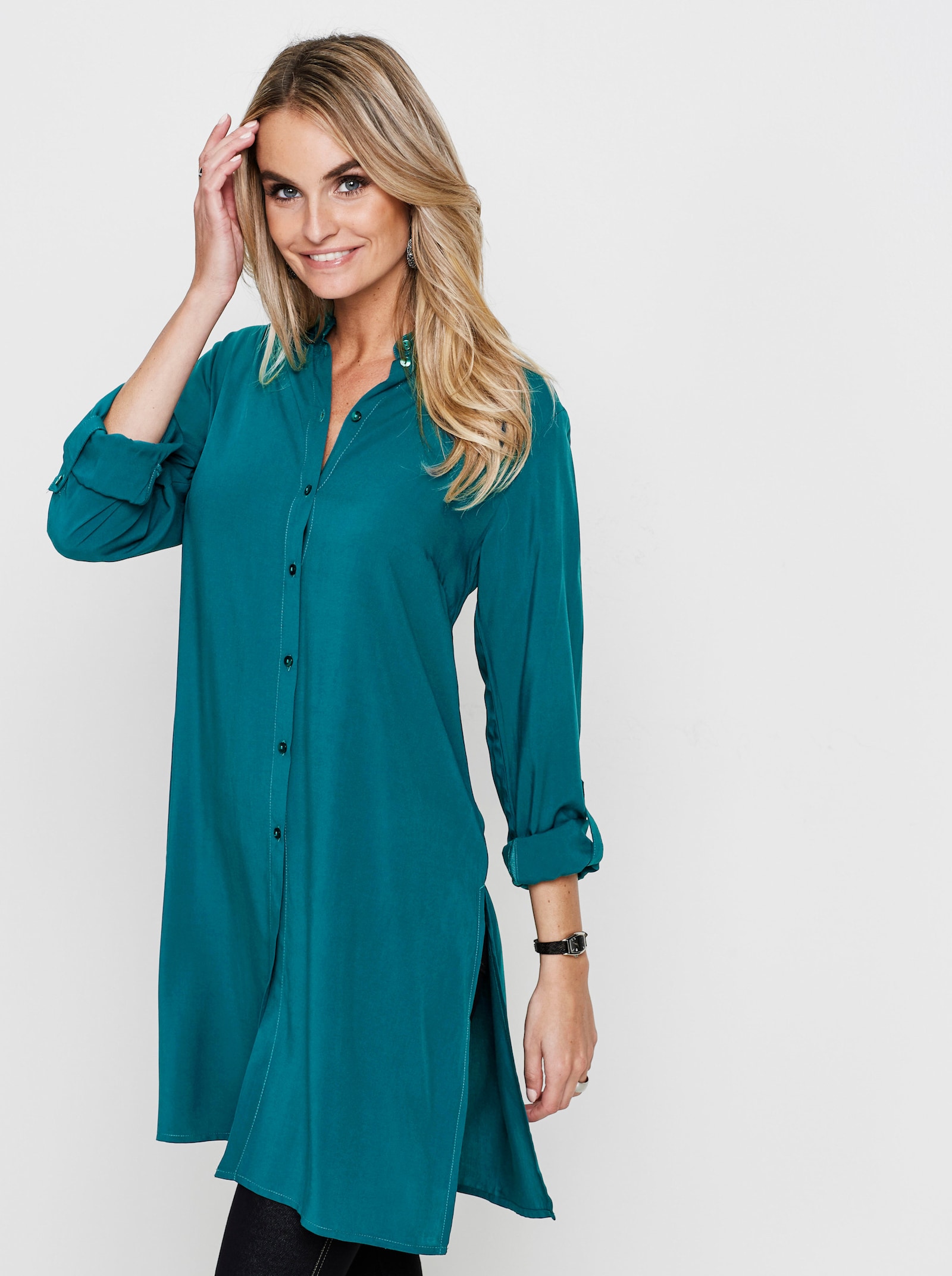 Longbluse mit langen Seitenschlitzen - aquapetrol