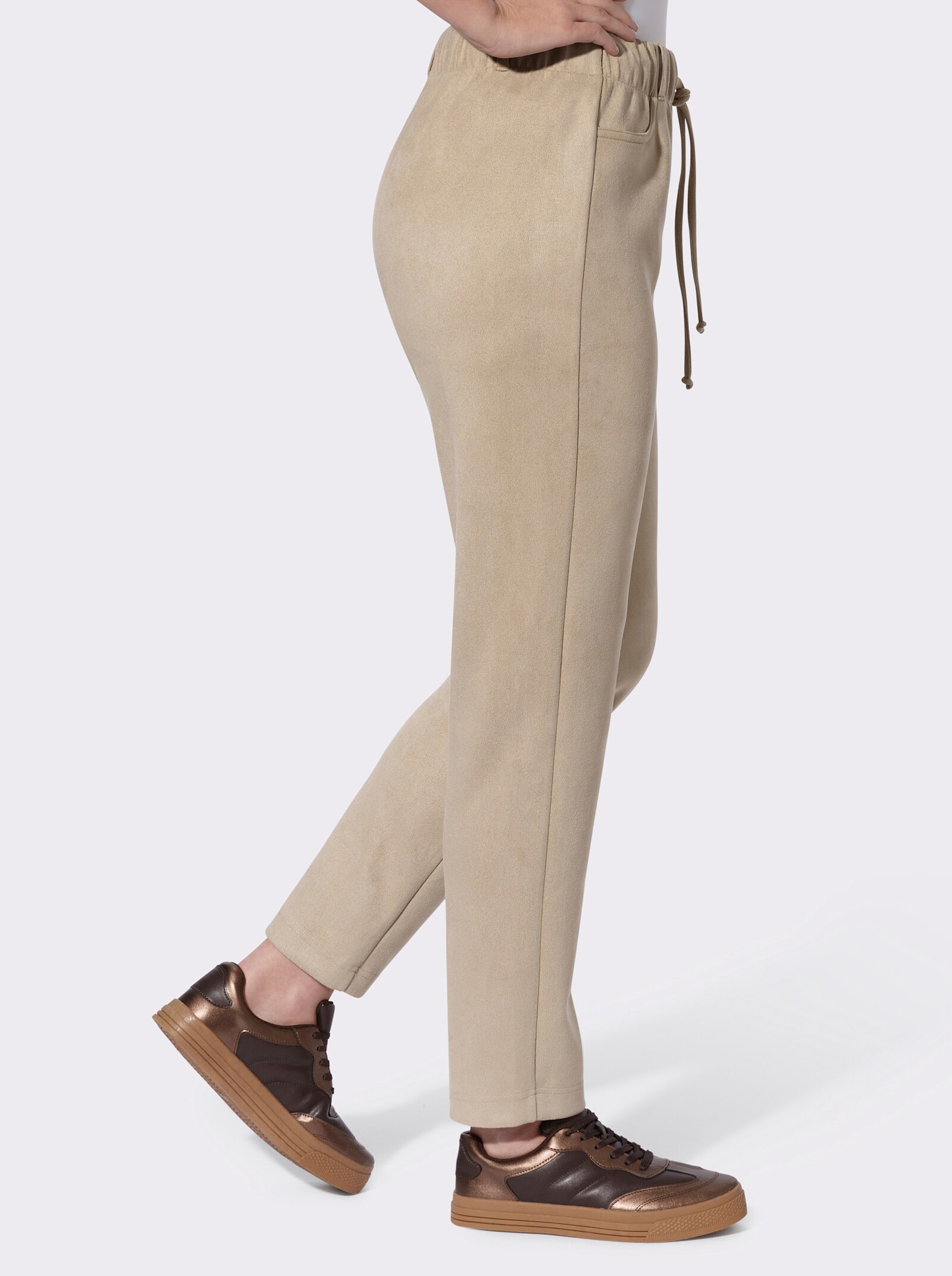 Hose in Velourleder-Optik - beige