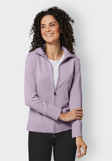 CREATION L PREMIUM Strickjacke aus mercerisierter Baumwolle - flieder