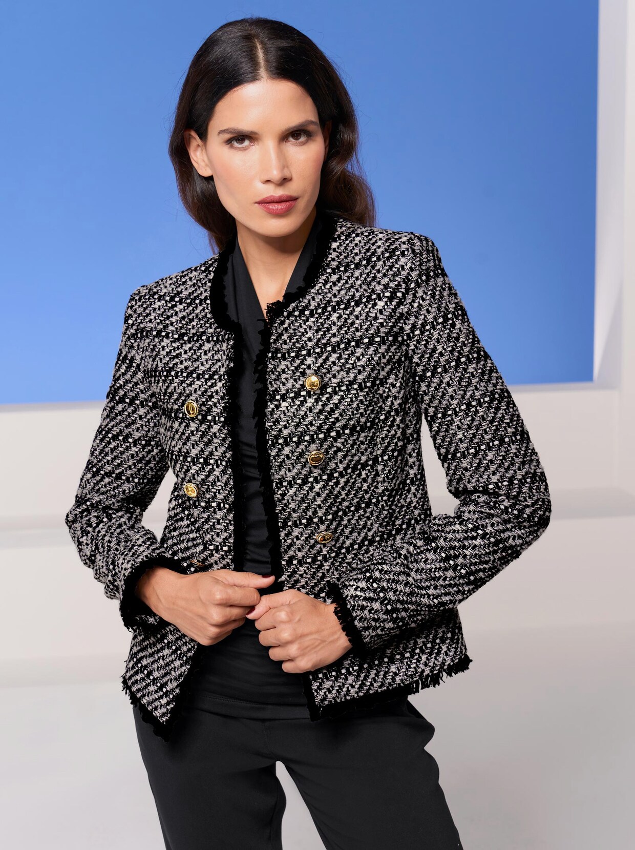 Ashley Brooke Blazer - schwarz-ecru-gemustert
