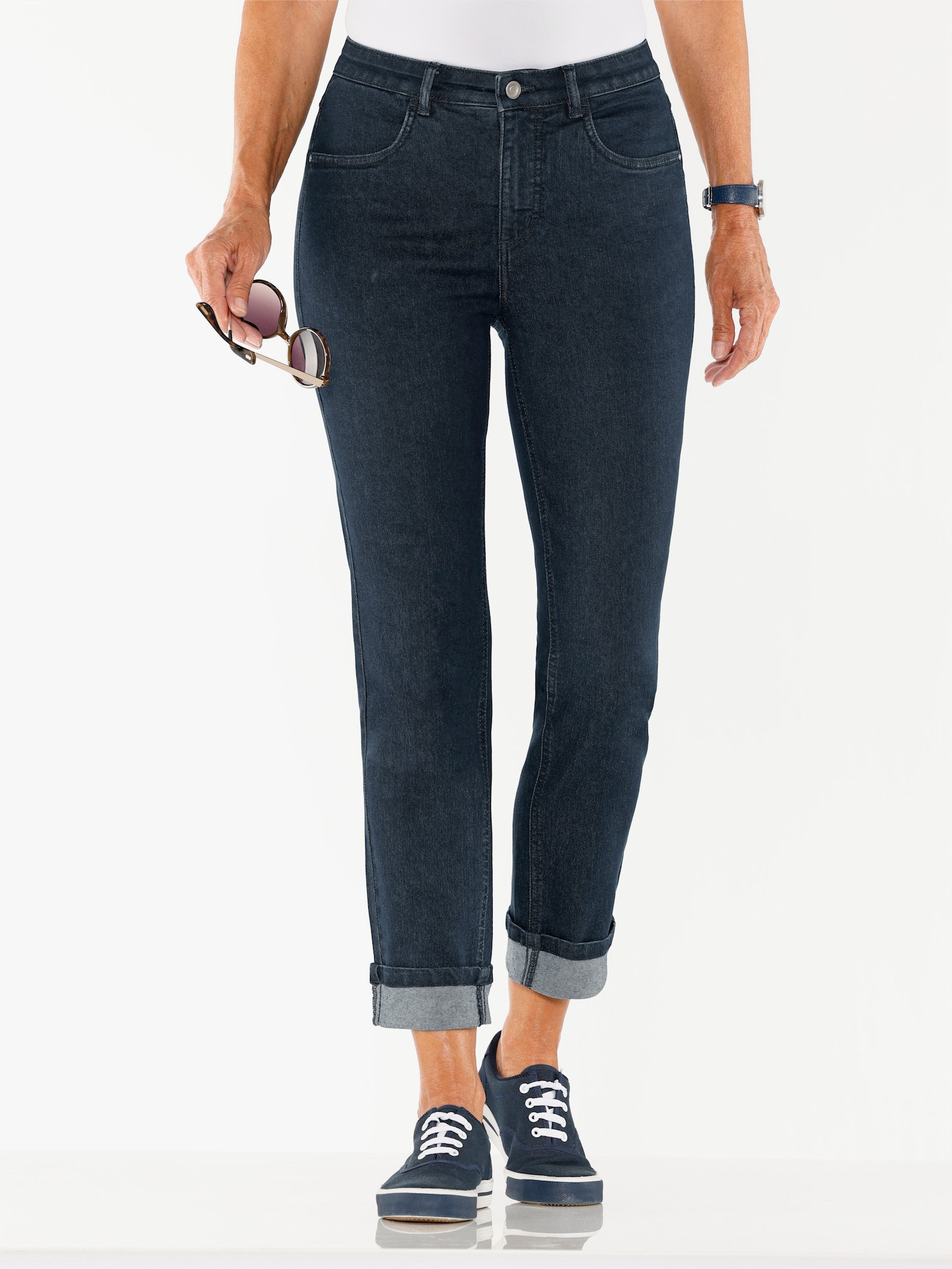 7/8-Jeans mit fixiertem Beinaufschlag - dark blue