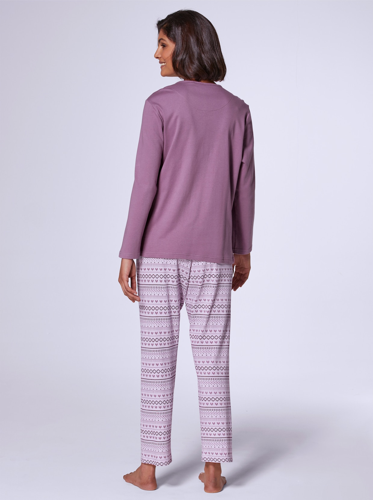 Comtessa Schlafanzug - violett-rosé-bedruckt