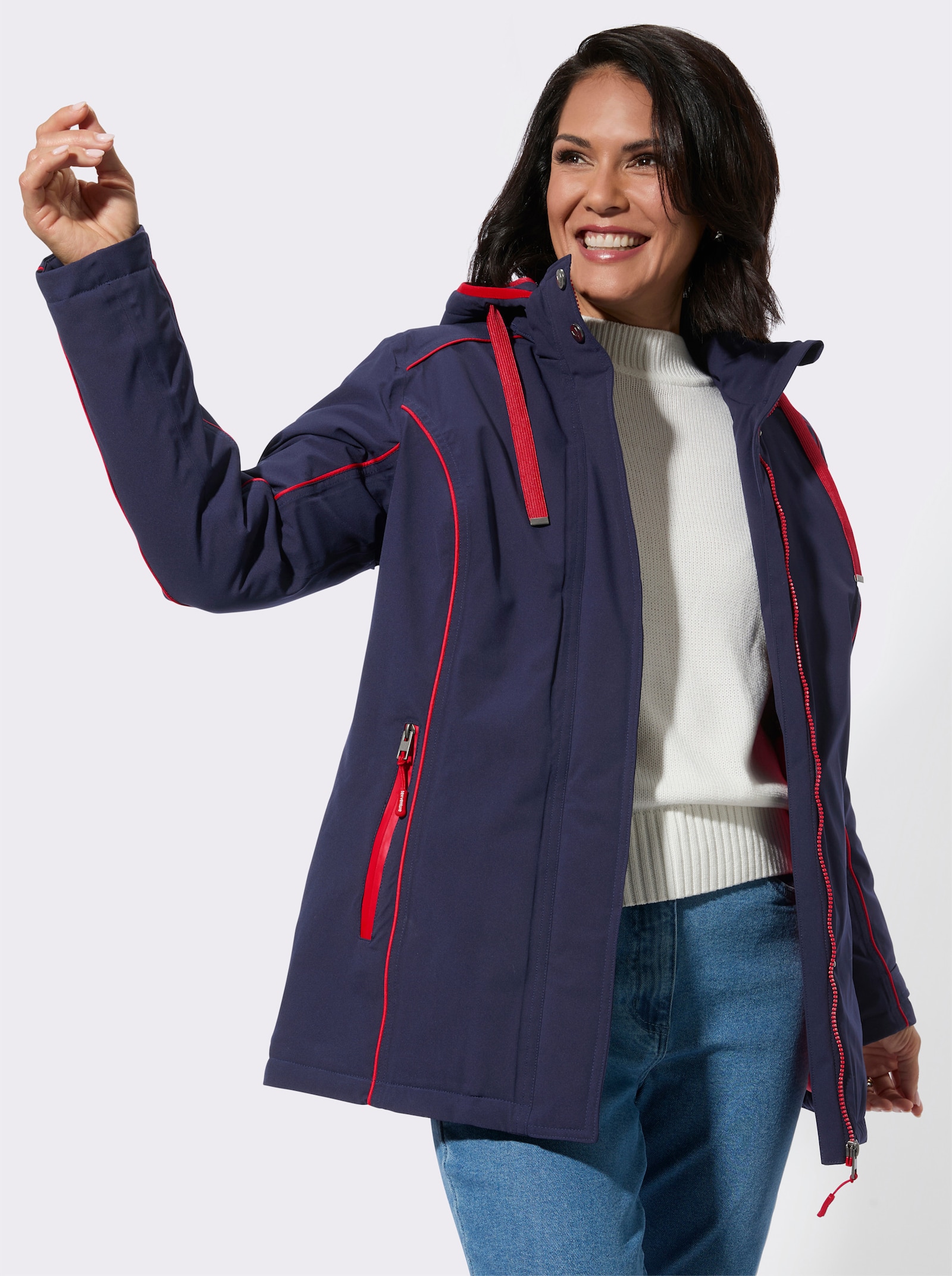 Funktionsjacke mit abnehmbarer Kapuze - marine