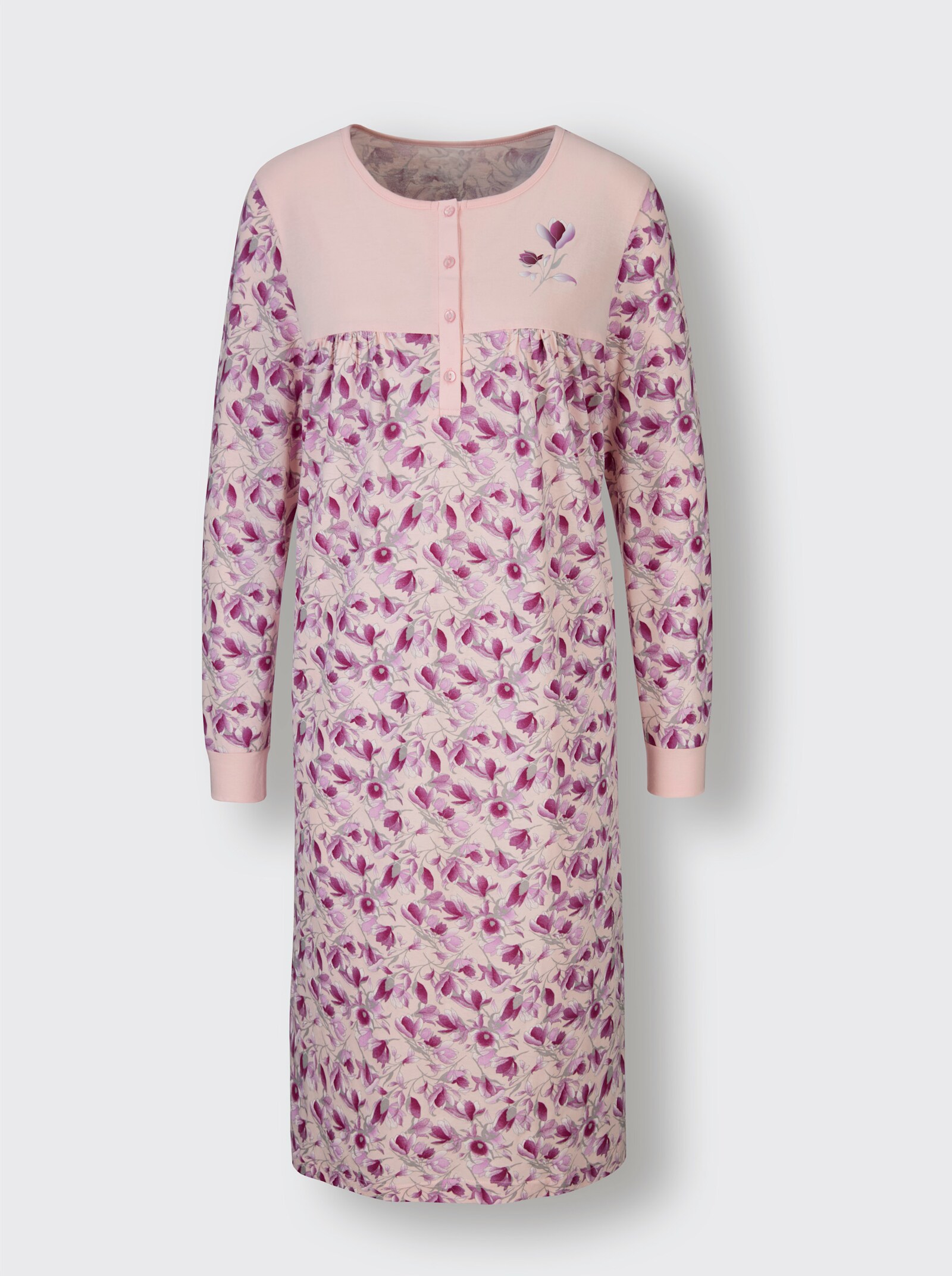 wäschepur Nachthemd - hellrosé-orchidee-bedruckt