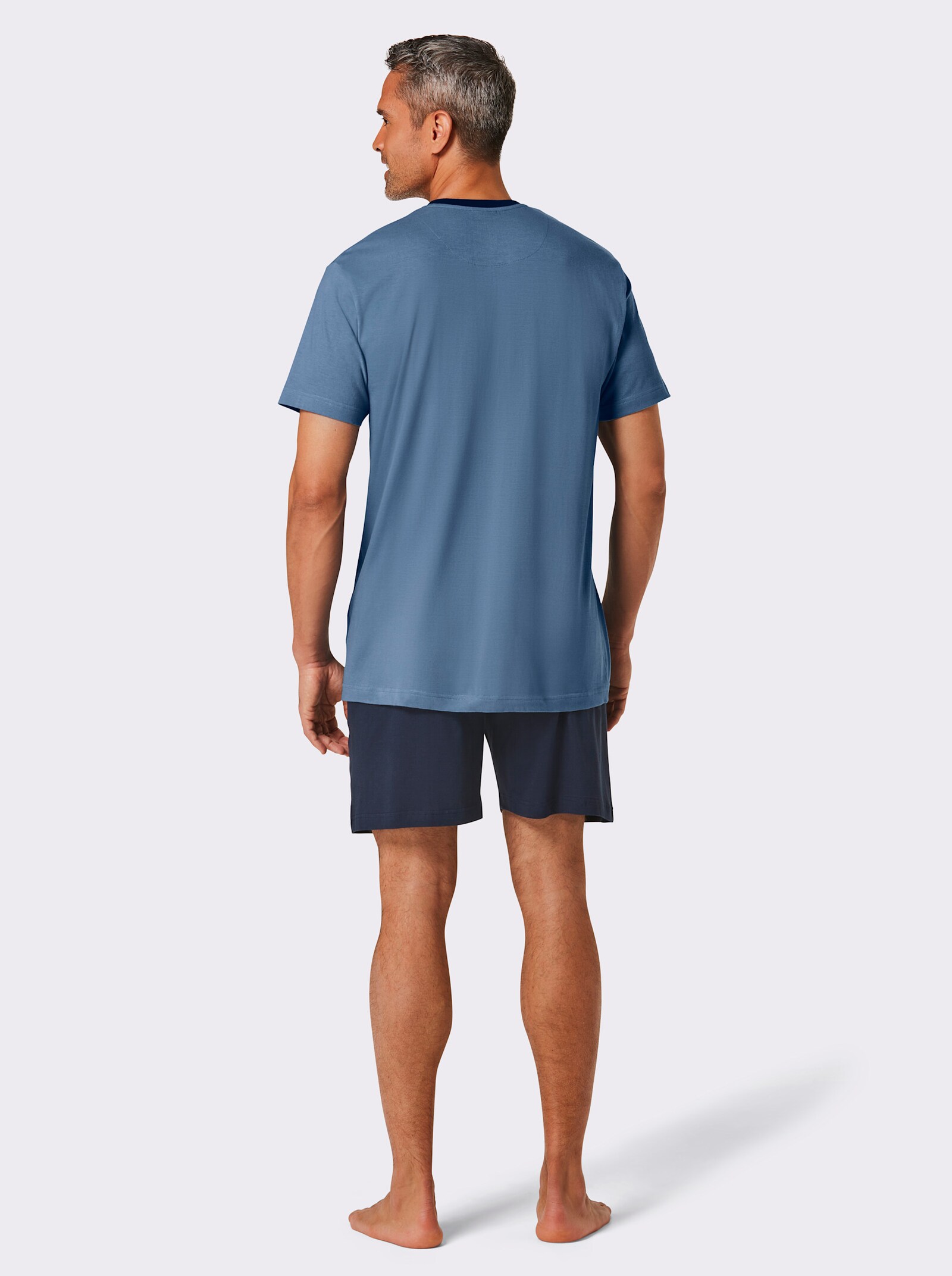 Normann Shorty - jeansblau-marine-bedruckt