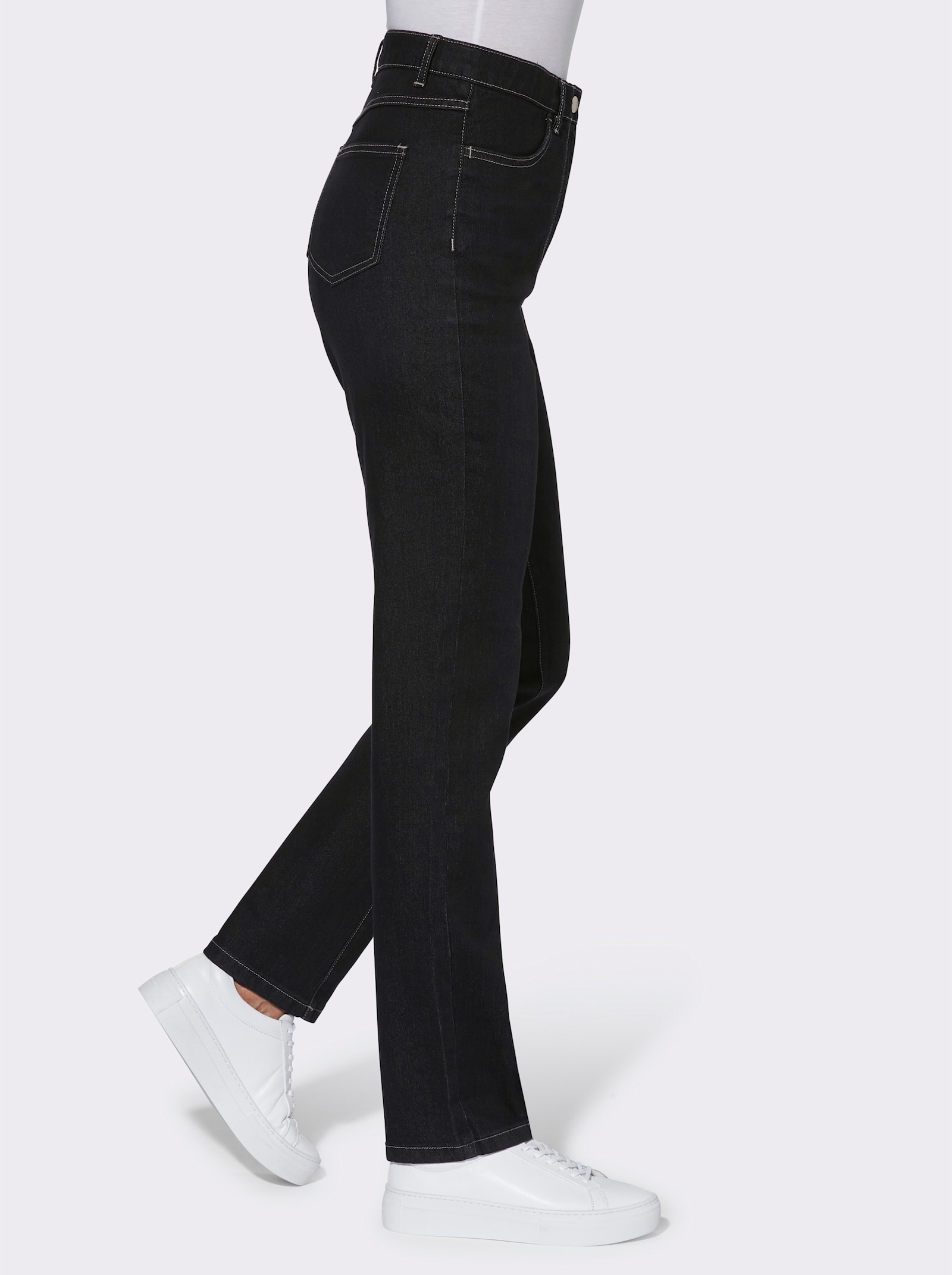 High waist jeans met comfortband aan de binnenzijde - black denim