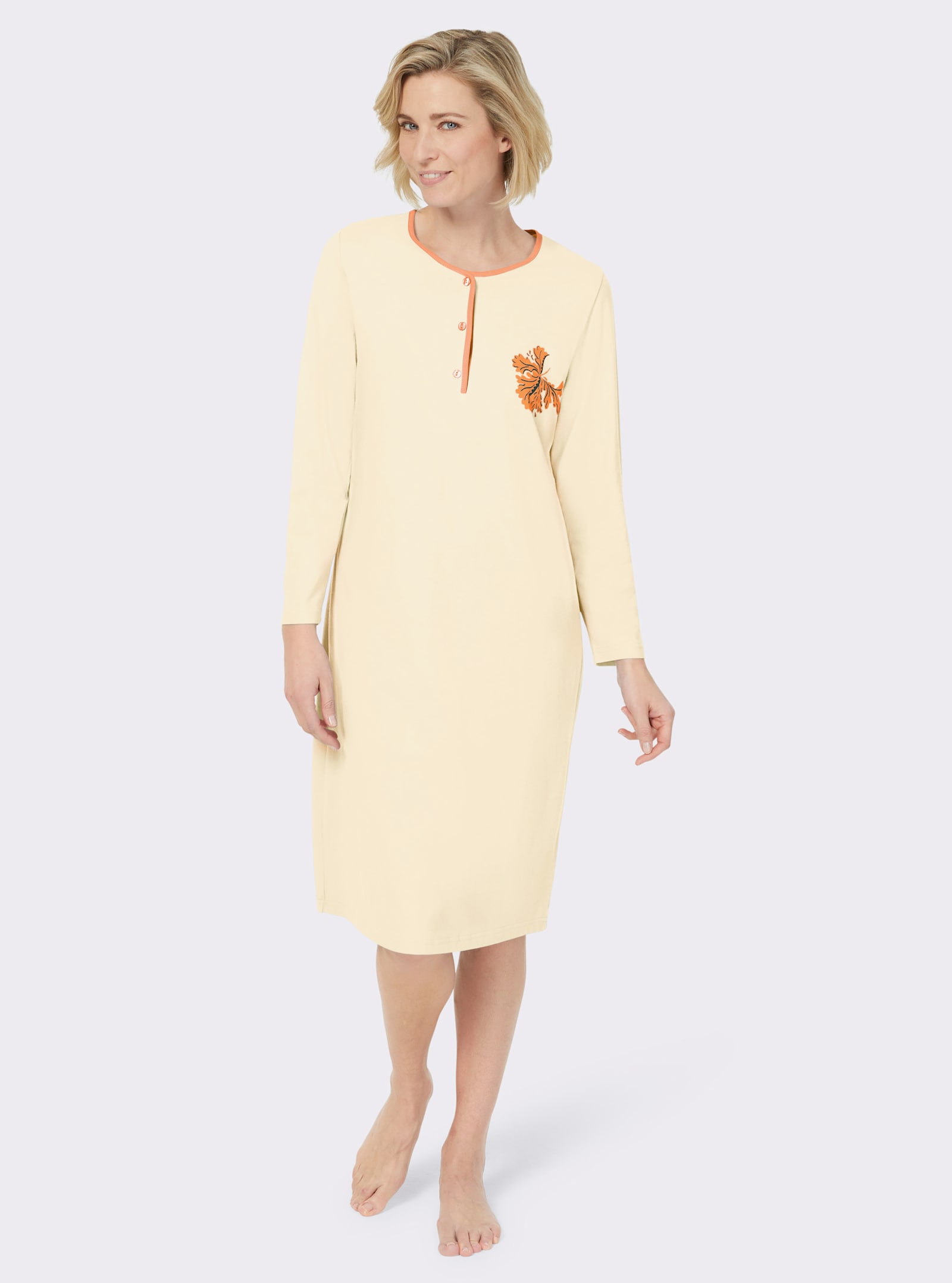 Ascafa Lot de 2 chemises de nuit, imprimé floral - vanille + vanille imprimé