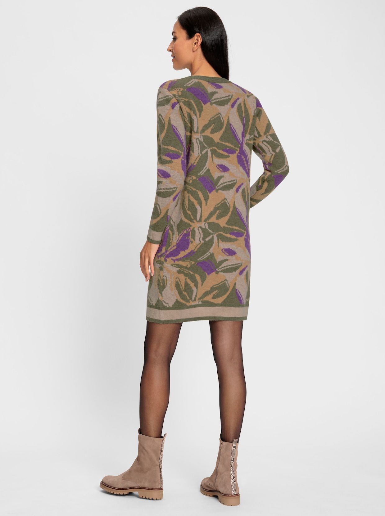 heine Strickkleid - beige-khaki-gemustert