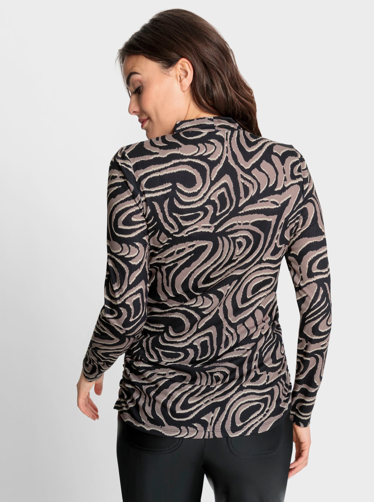 heine T-shirt à col montant - taupe-sable imprimé