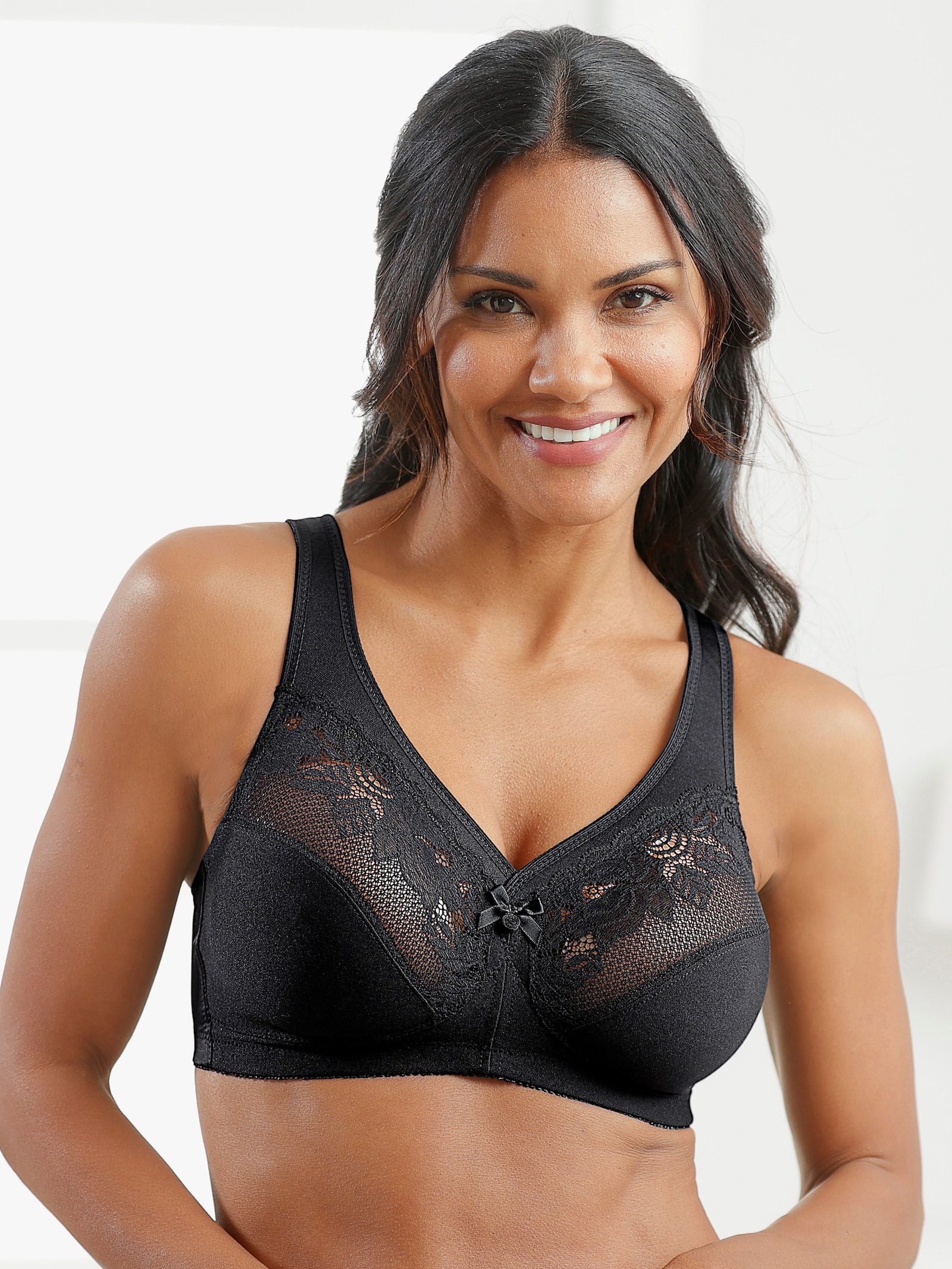 Glamorise Soutien-gorge minimiseur avec empiècement dentelle - noir