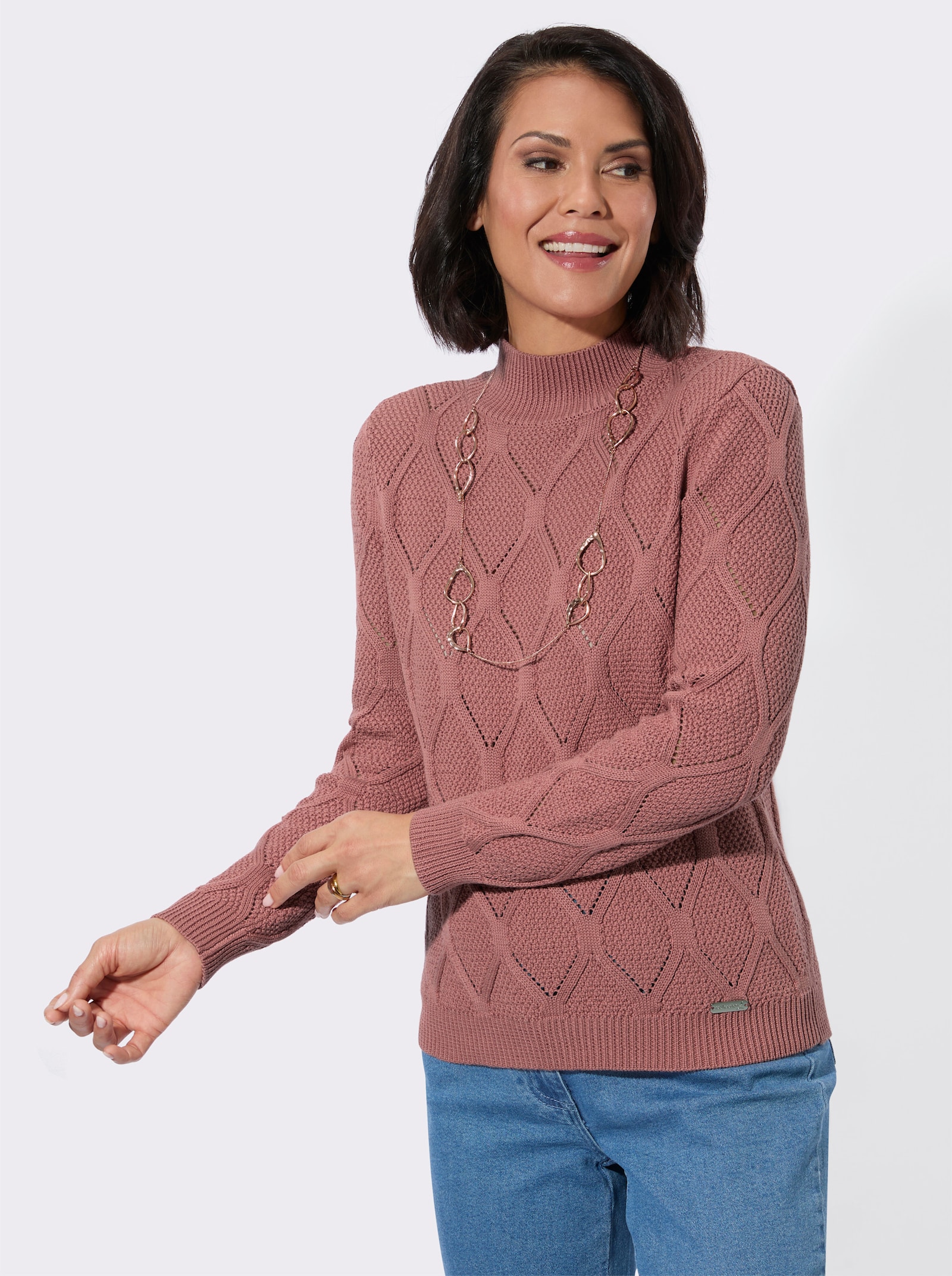 Stehkragenpullover - rosenholz