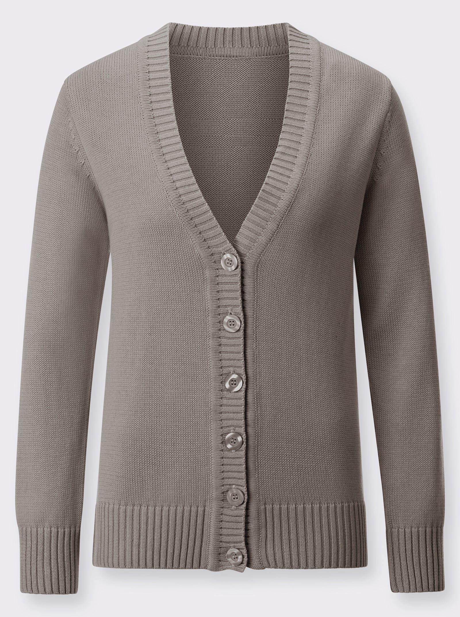 Strickjacke mit farblich abgestimmten Knöpfen - taupe-meliert