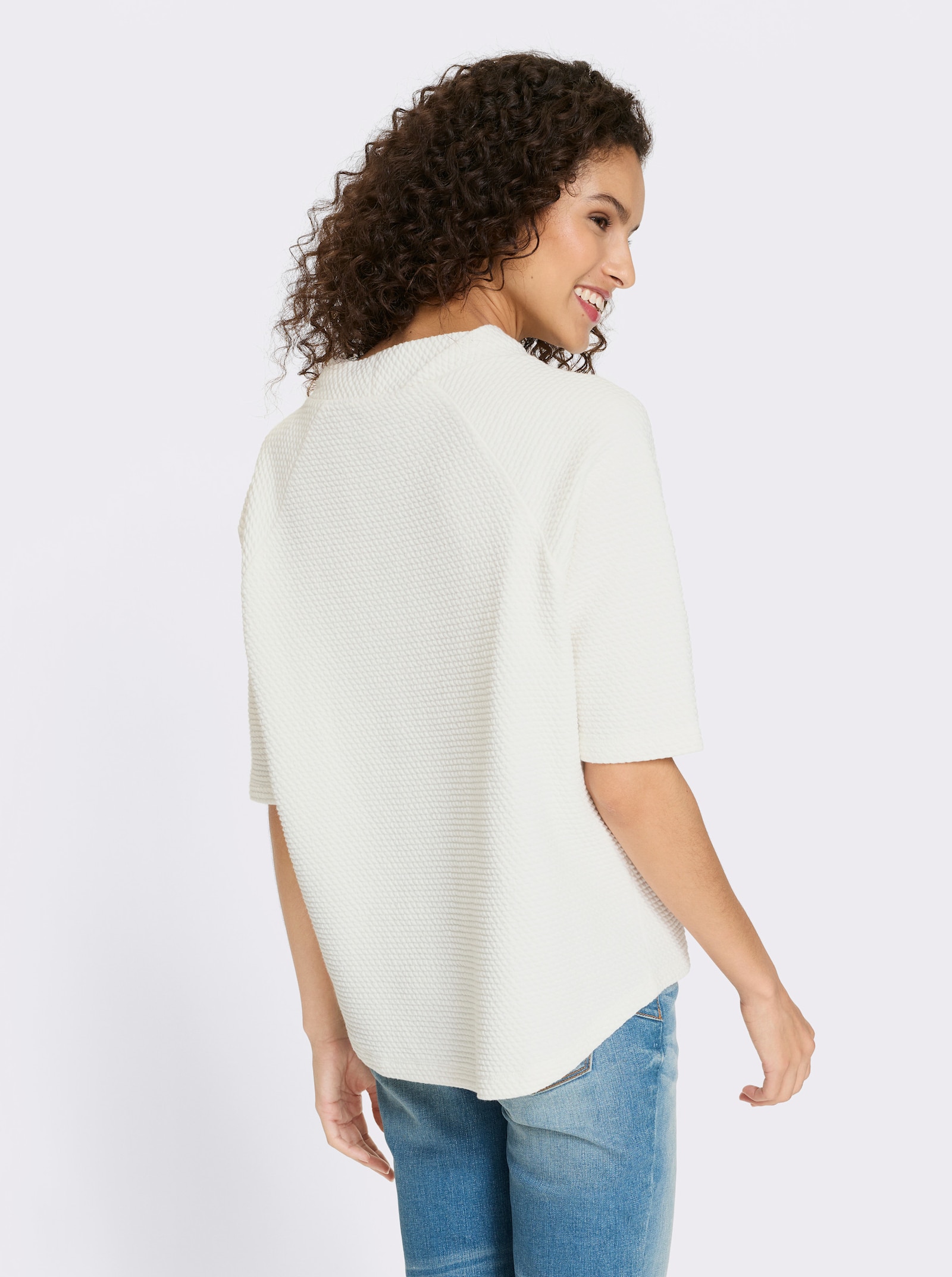 heine Stehkragenshirt mit Waffelstruktur - ecru