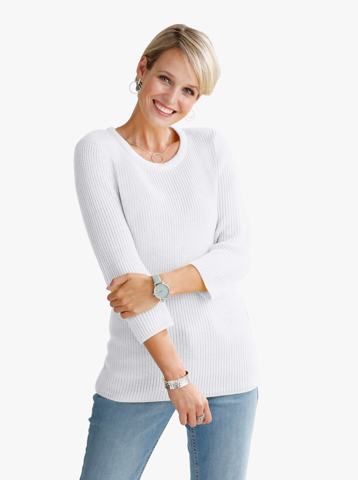 Pletený svetr - bílá