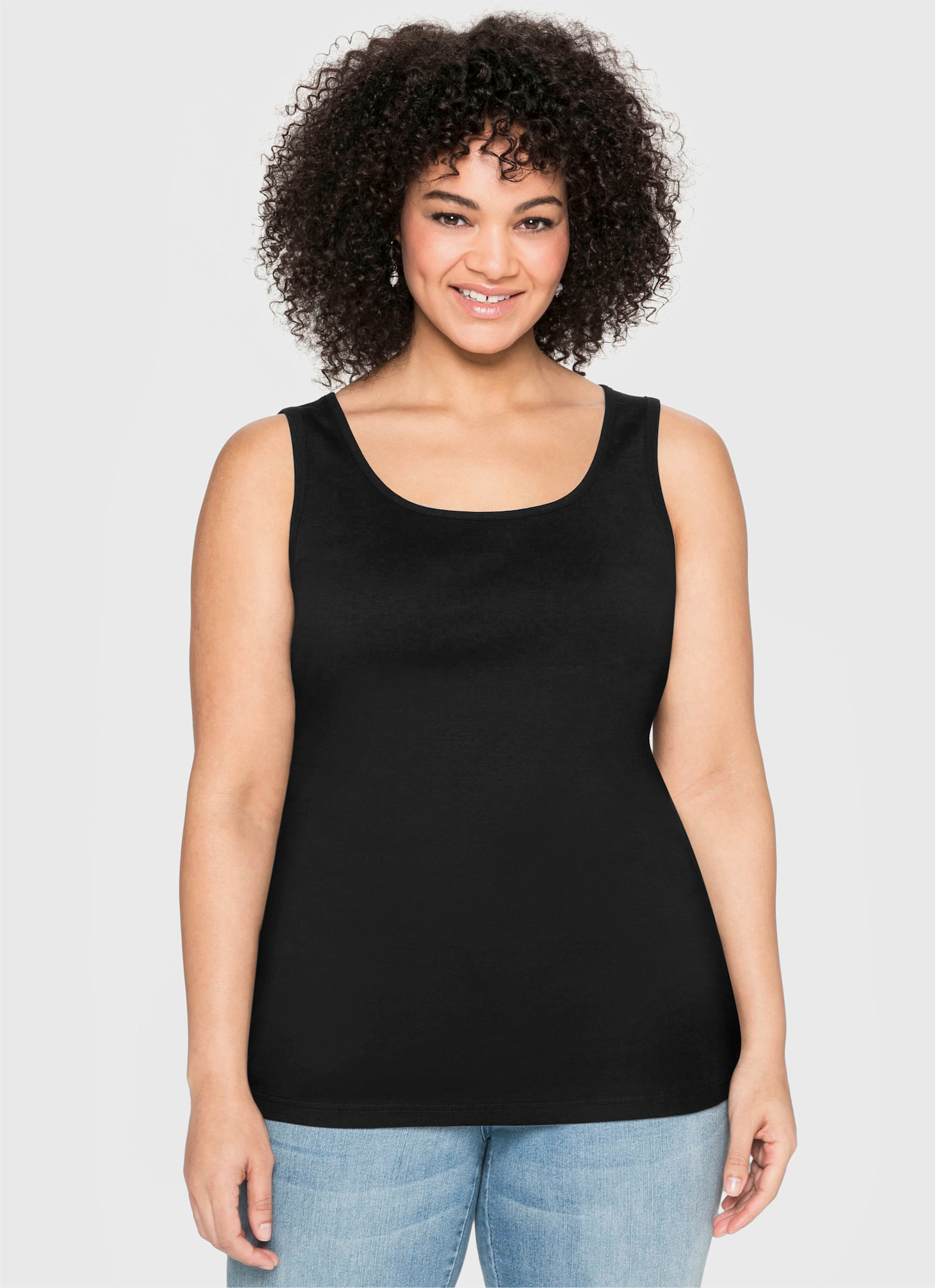 sheego Tanktop in Rippqualität - schwarz