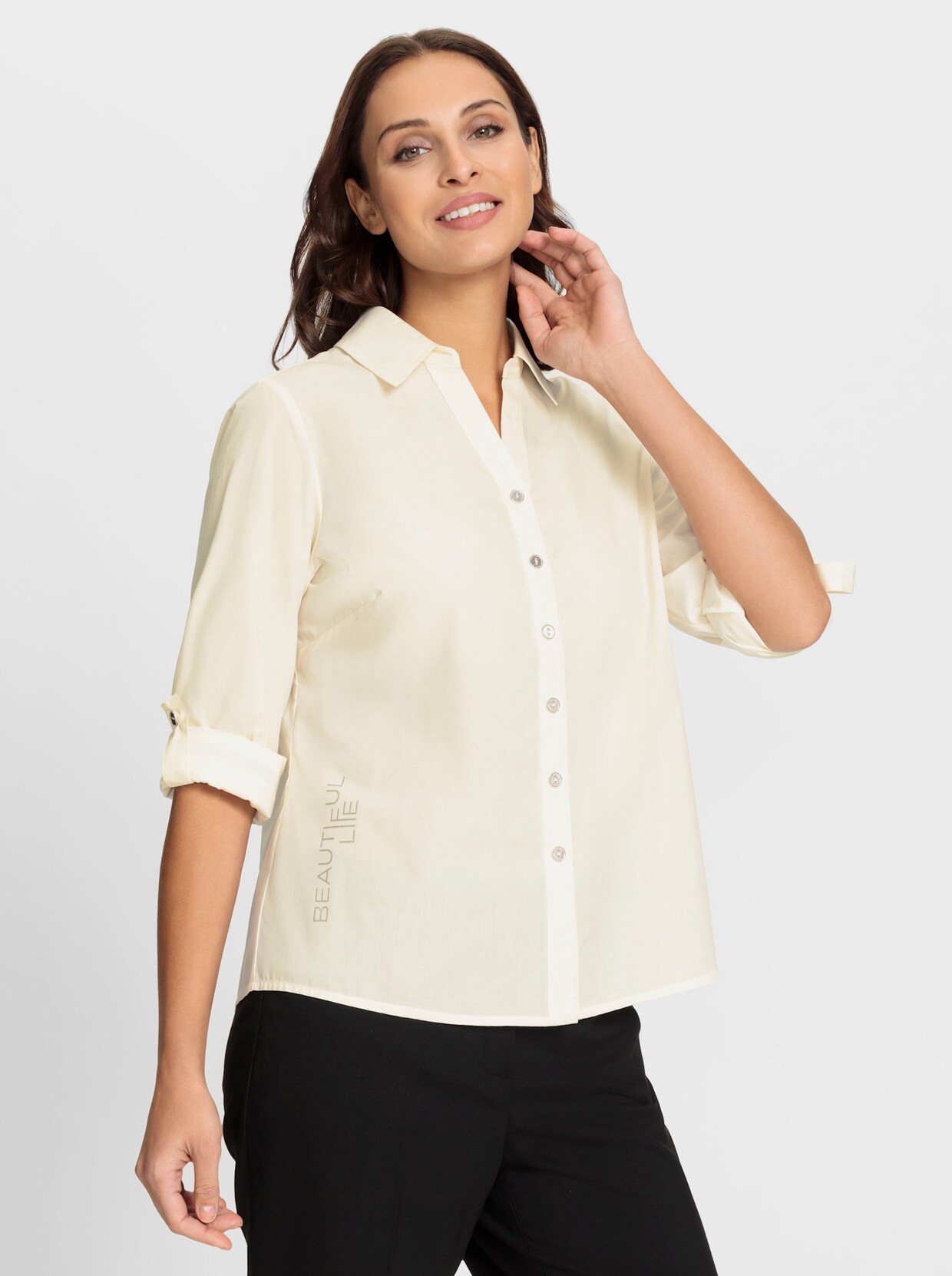 Blouse met lange mouwen - champagne
