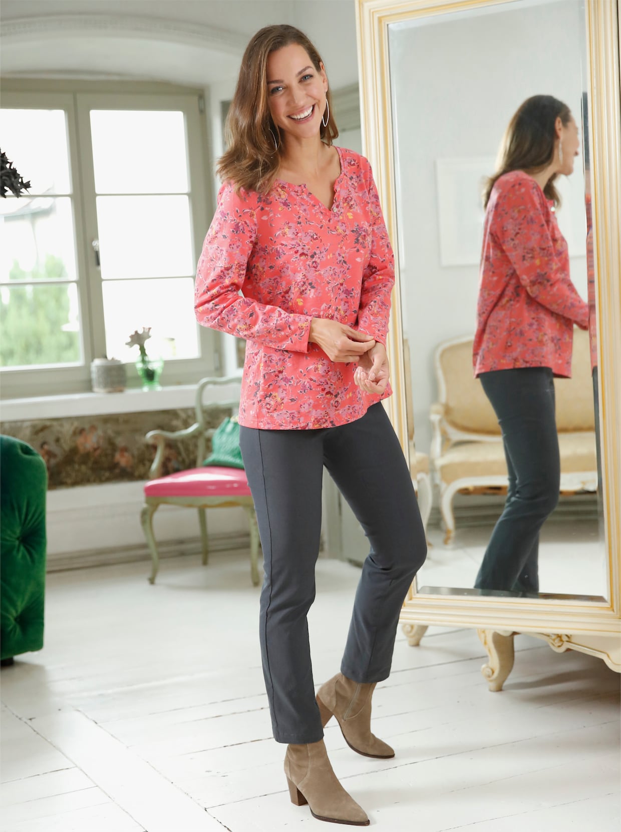 Bengalinhose mit Zierreissverschlüssen - anthrazit