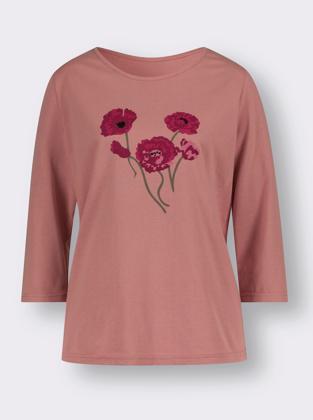 Tričko s okrúhlym výstrihom - ružové drevo-jahodová