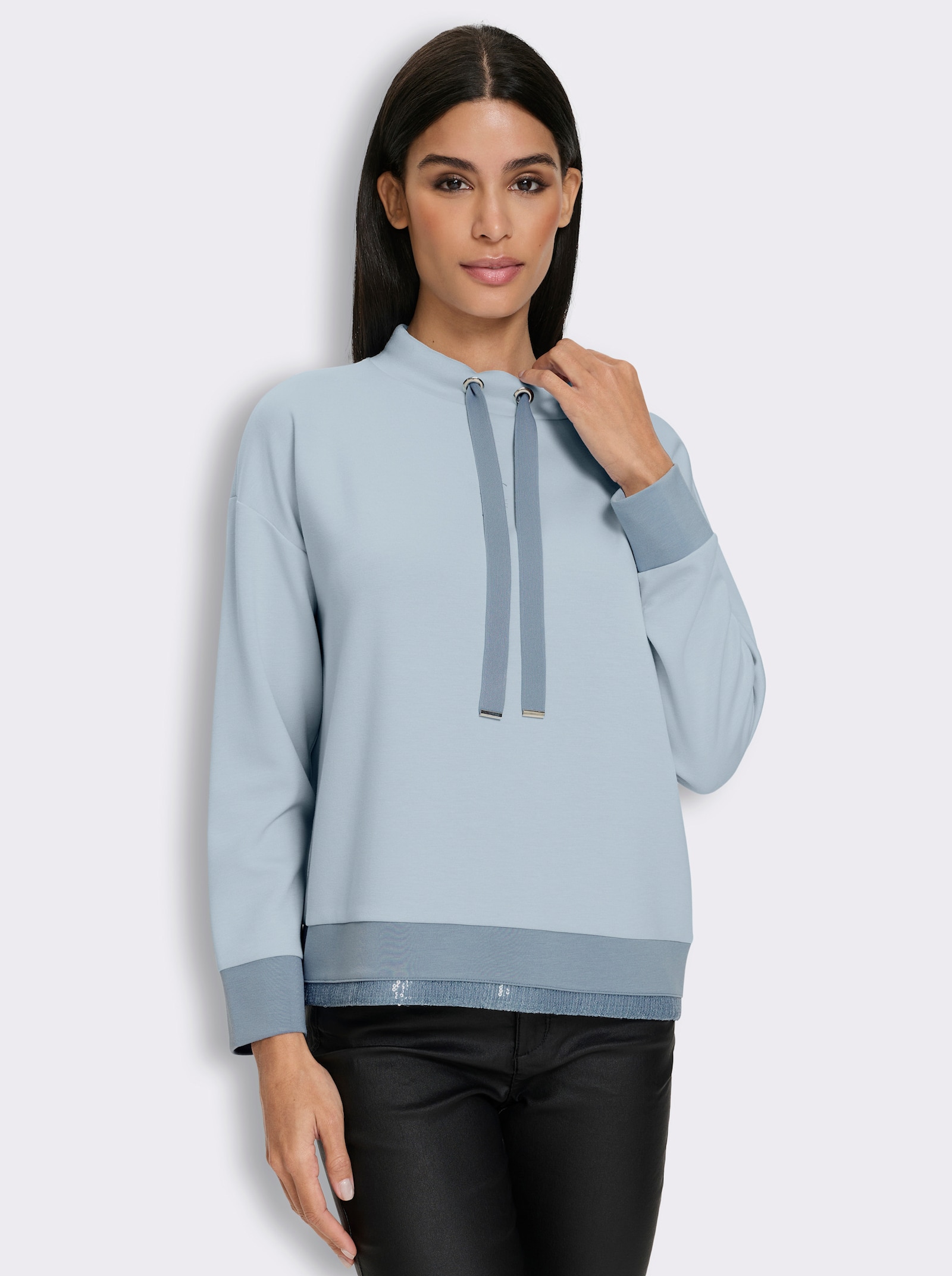 heine Sweatshirt mit Pailletten - hellblau-bleu