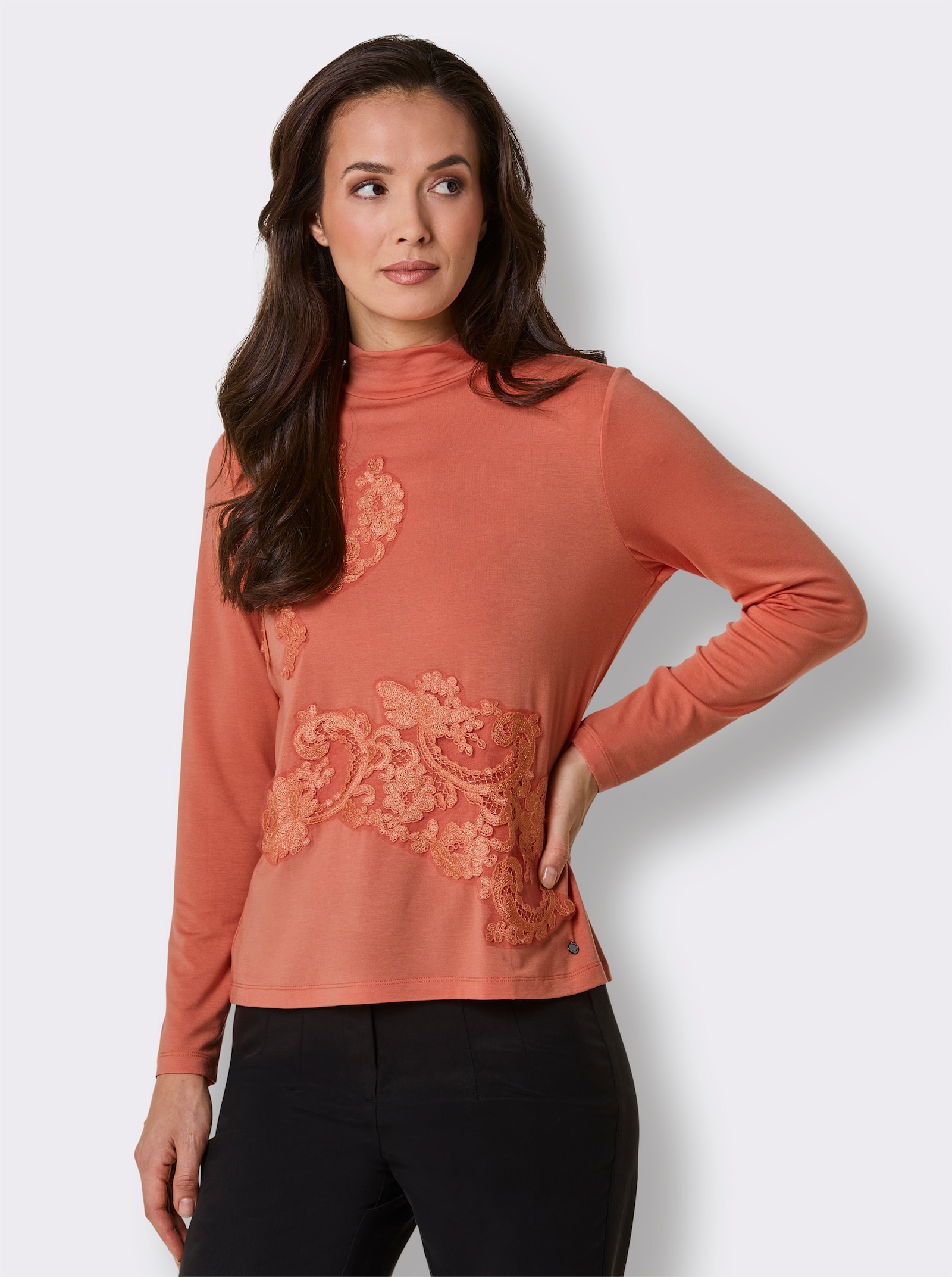 CREATION L PREMIUM Langarmshirt - papaya