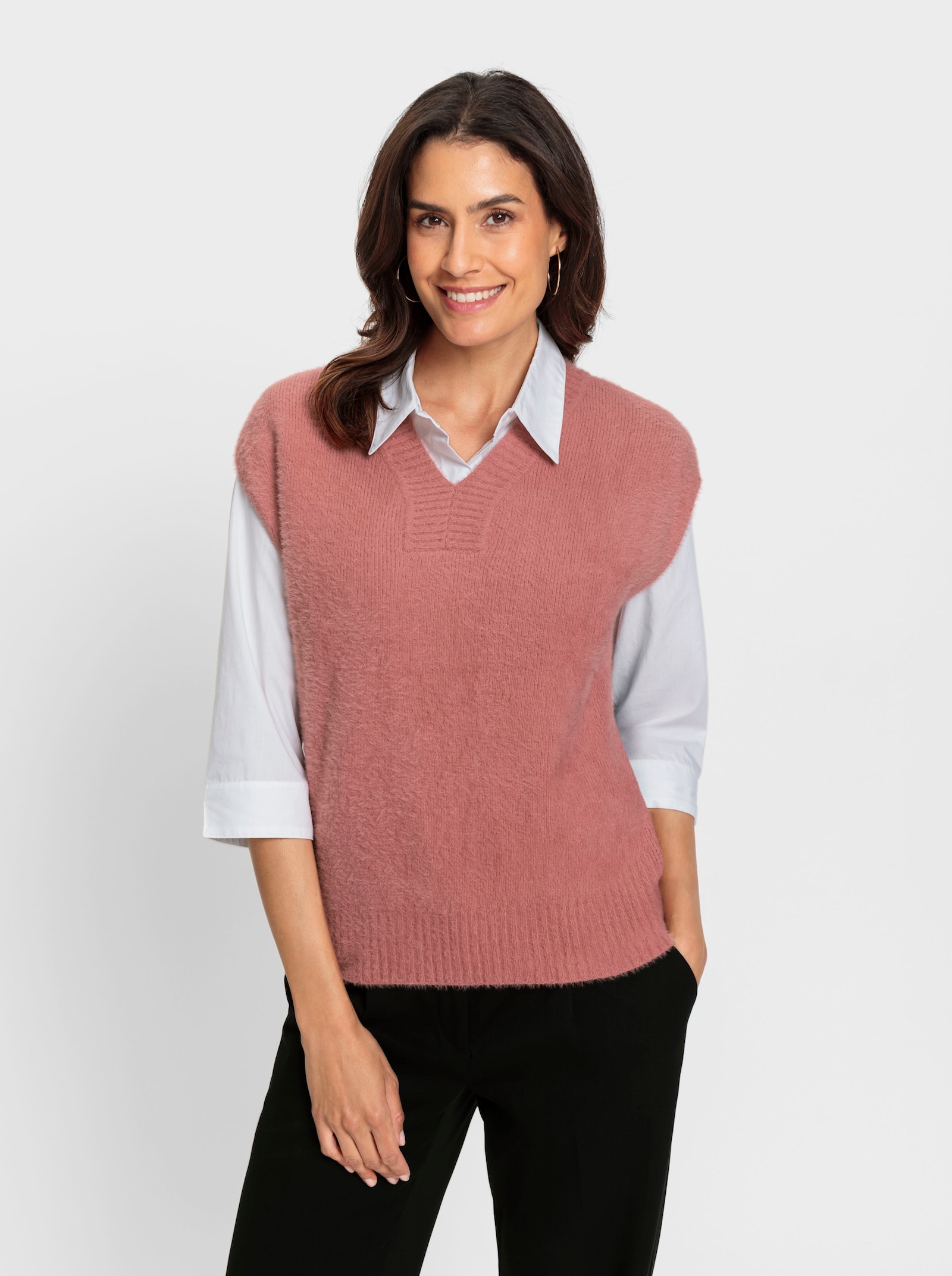Pullunder mit überschnittenen Schultern - rosenholz