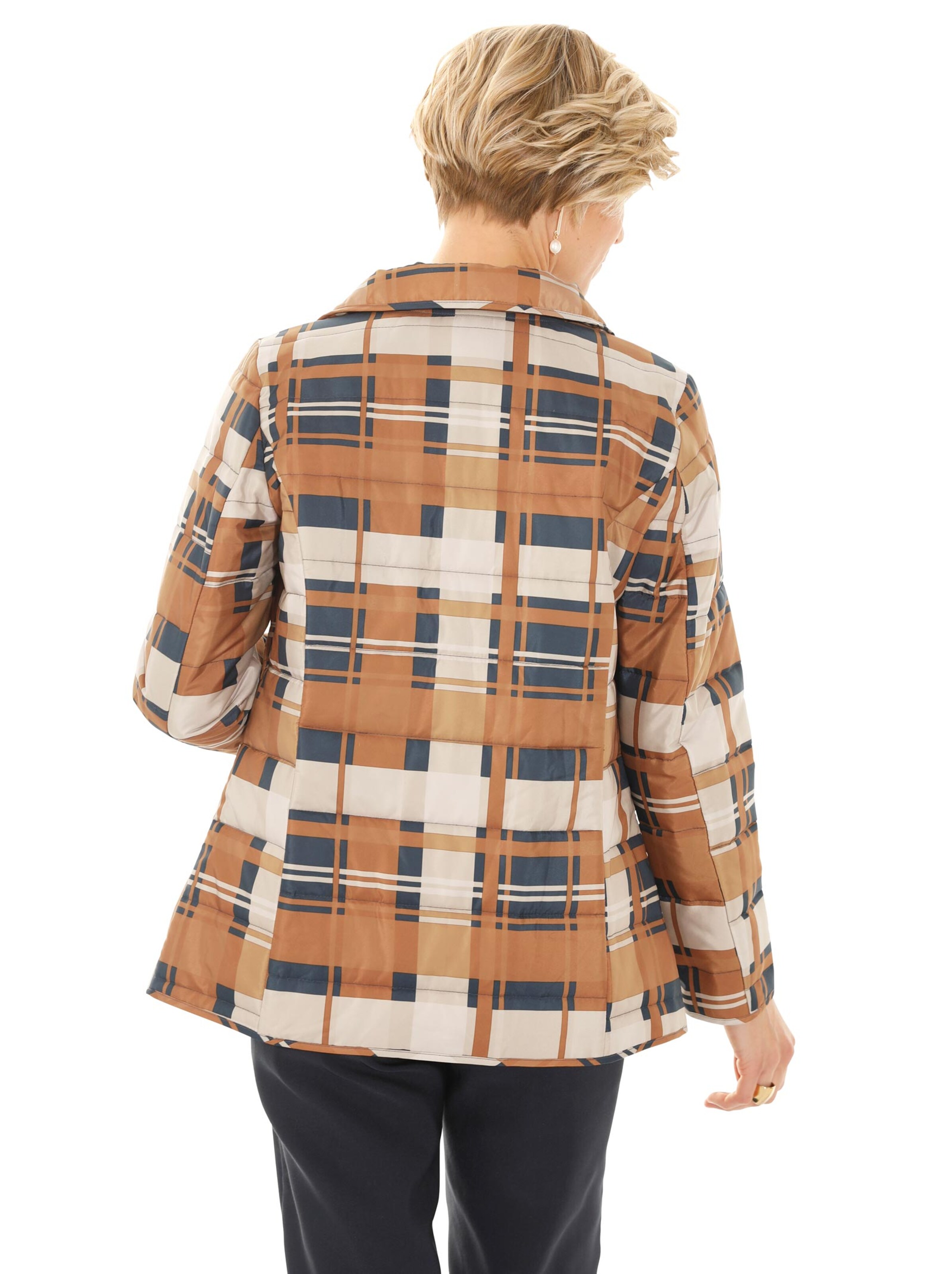 Steppjacke - nachtblau-taupe-kariert