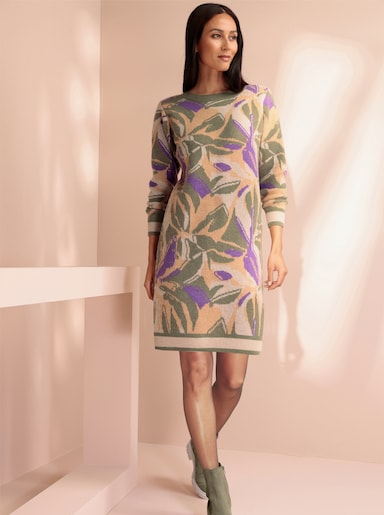 heine Strickkleid - beige-khaki-gemustert