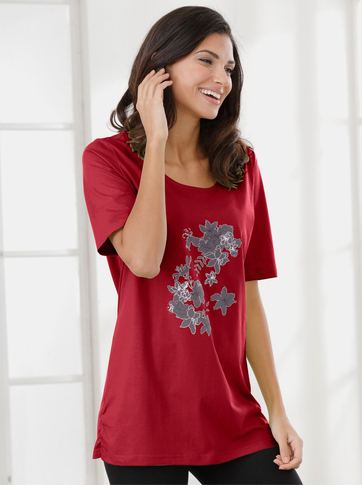 Longshirt - rot-bedruckt