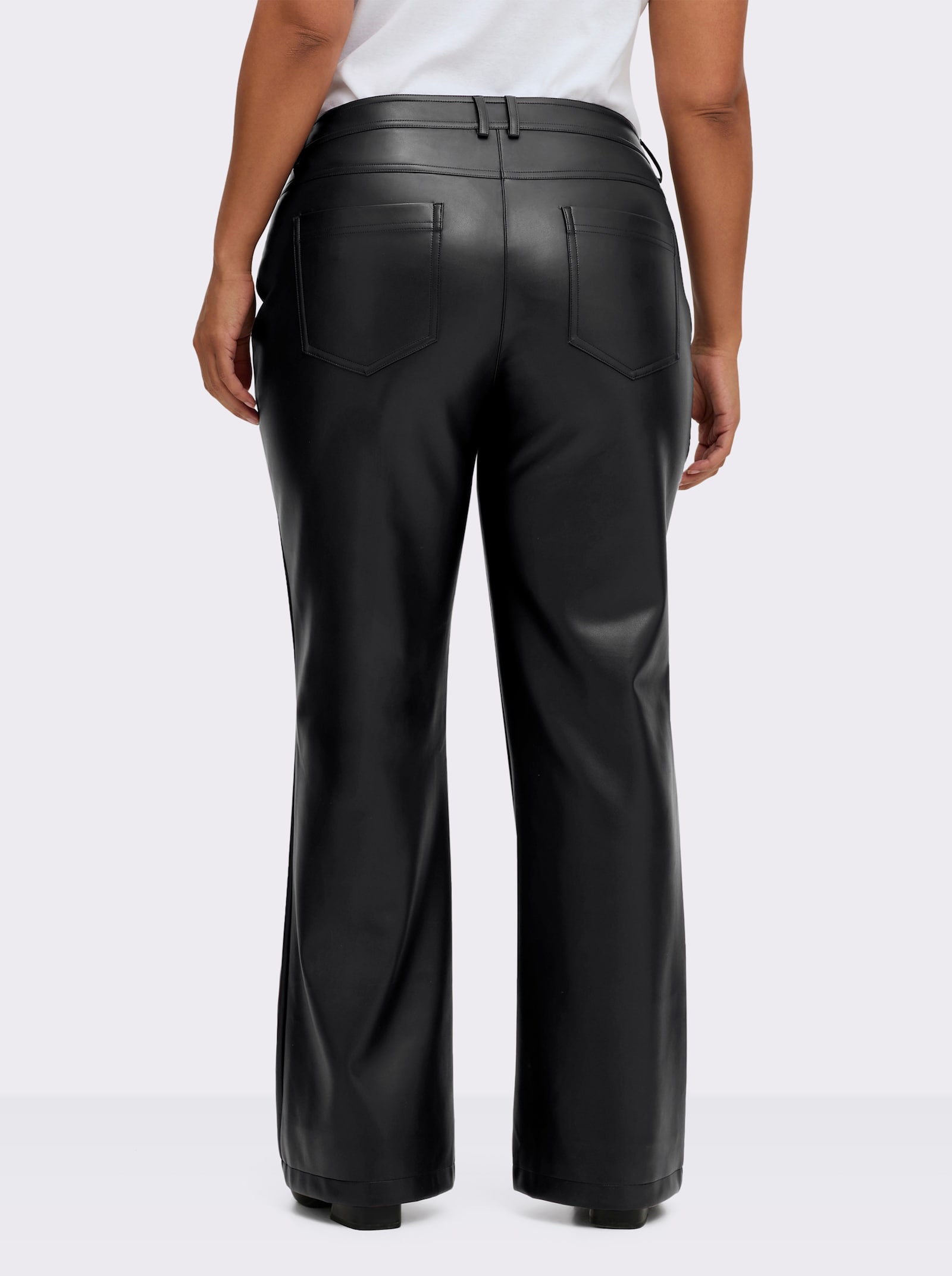 sheego Lederimitathose mit Formbund, in Bootcut-Form - schwarz