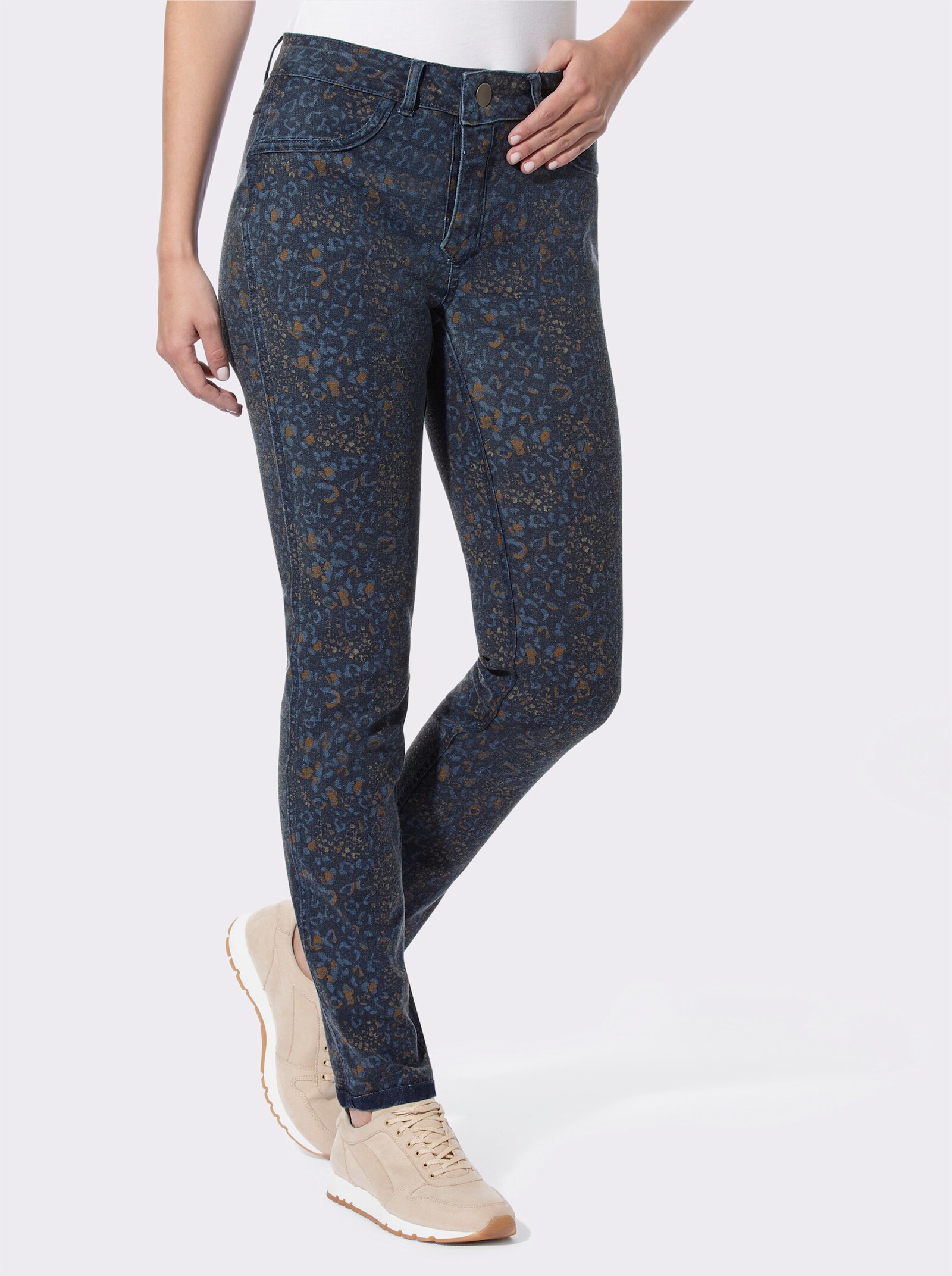 heine Skinny Jeans mit Leo-Dessin - dark blue