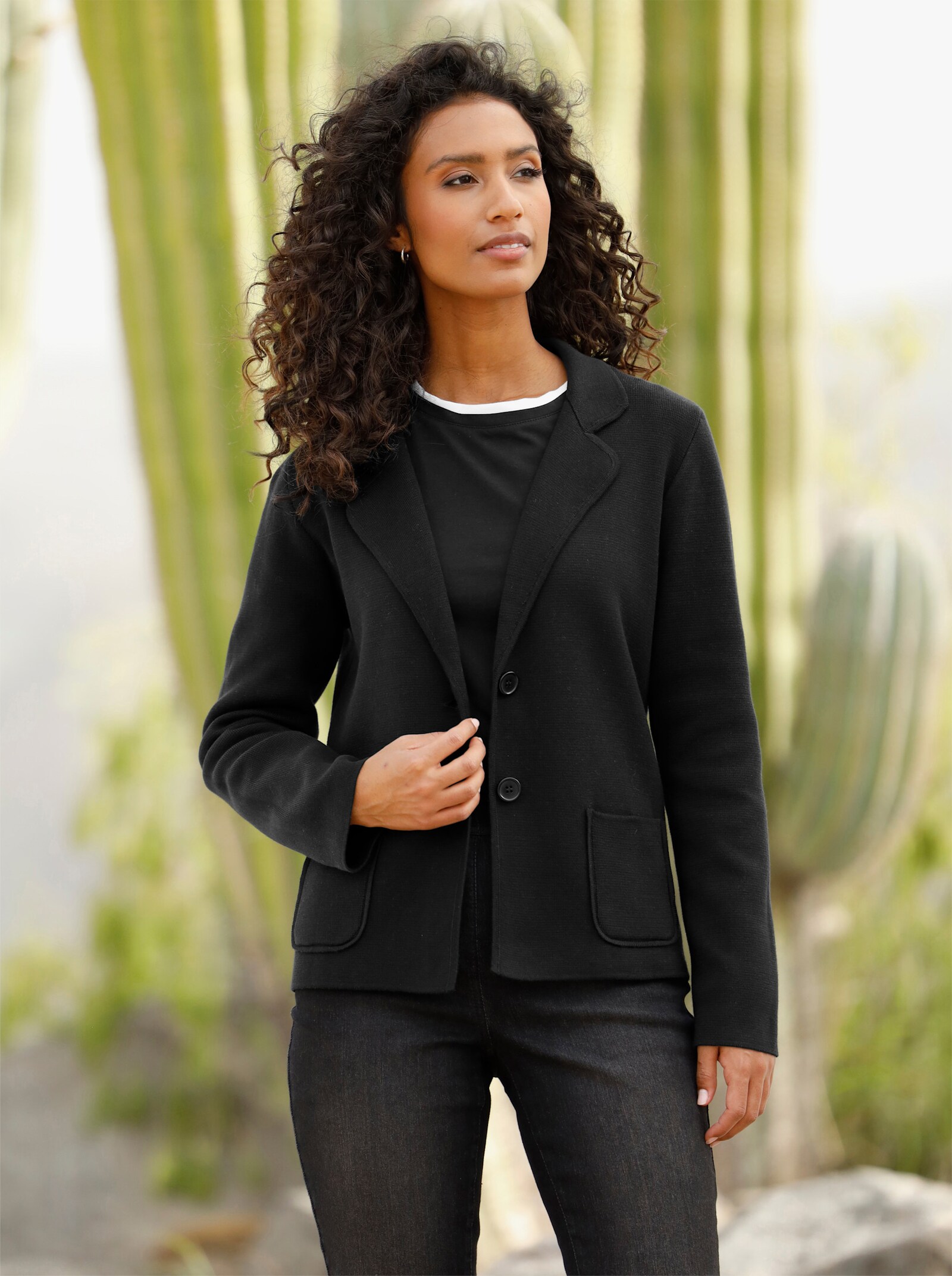 heine Strickblazer mit Taschen - schwarz