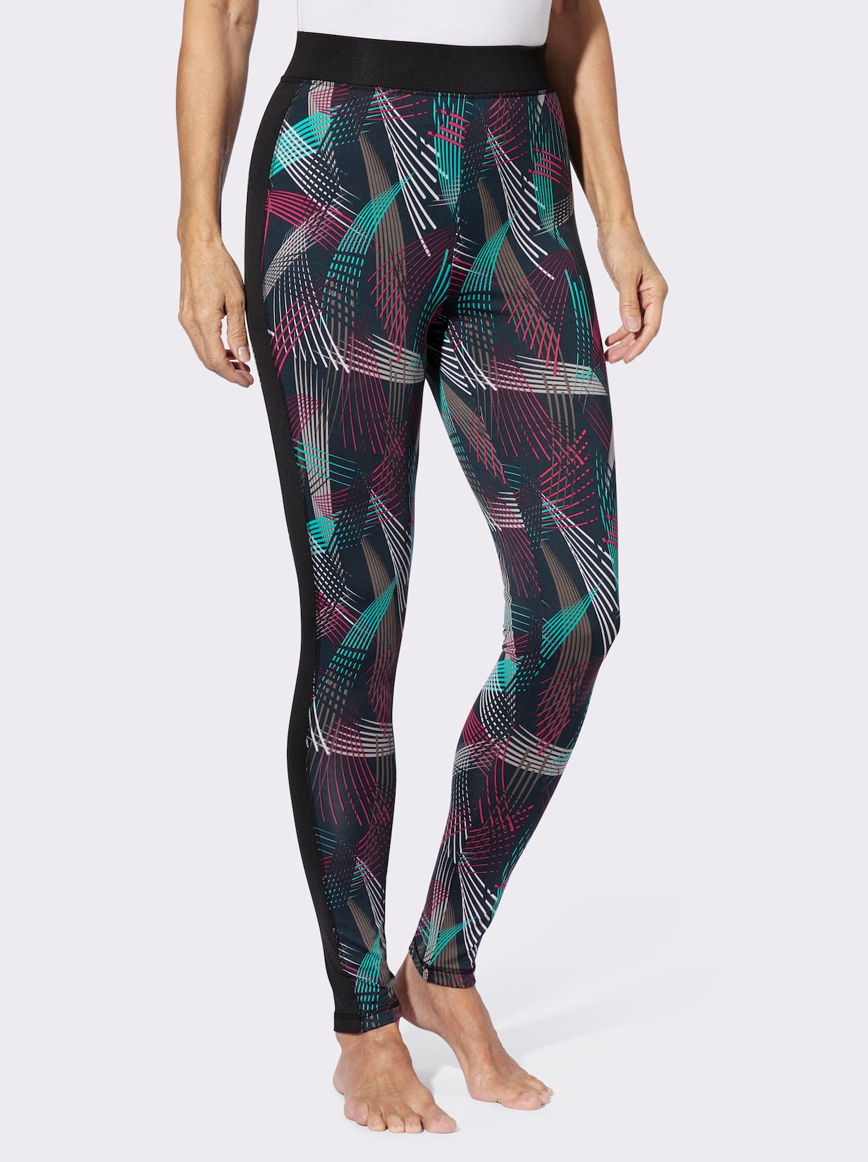 Leggings - svart-fuchsia, med tryck