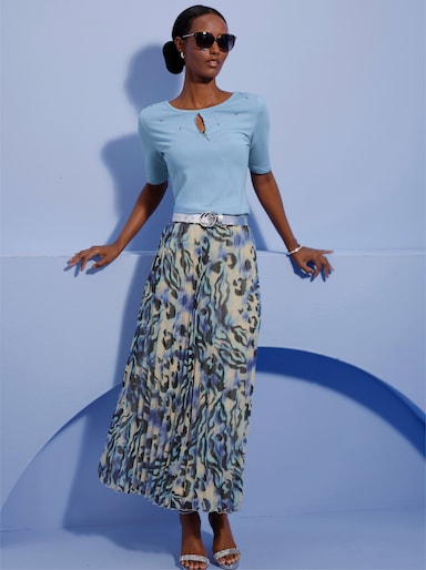 Kurzarmshirt mit Lyocell - eisblau