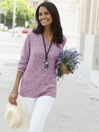 Gebreide pullover - fuchsia gemêleerd