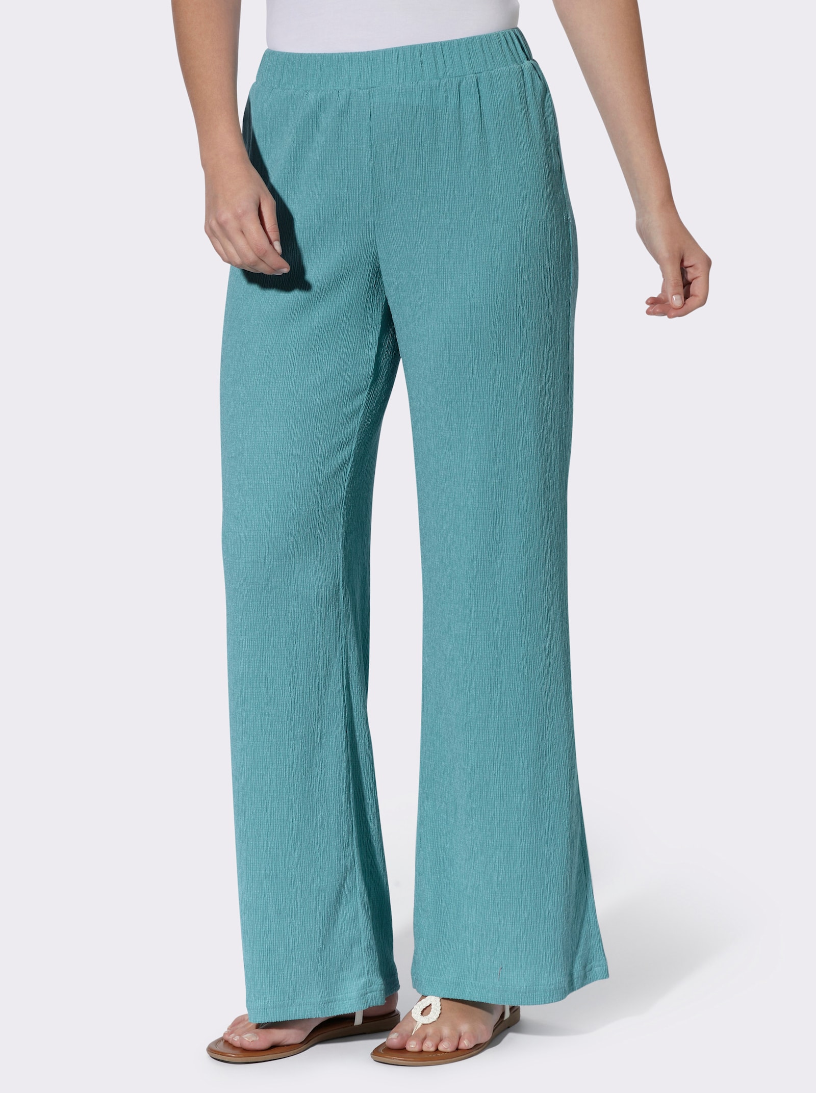 Comfortblouse van crinklemateriaal - oceaan