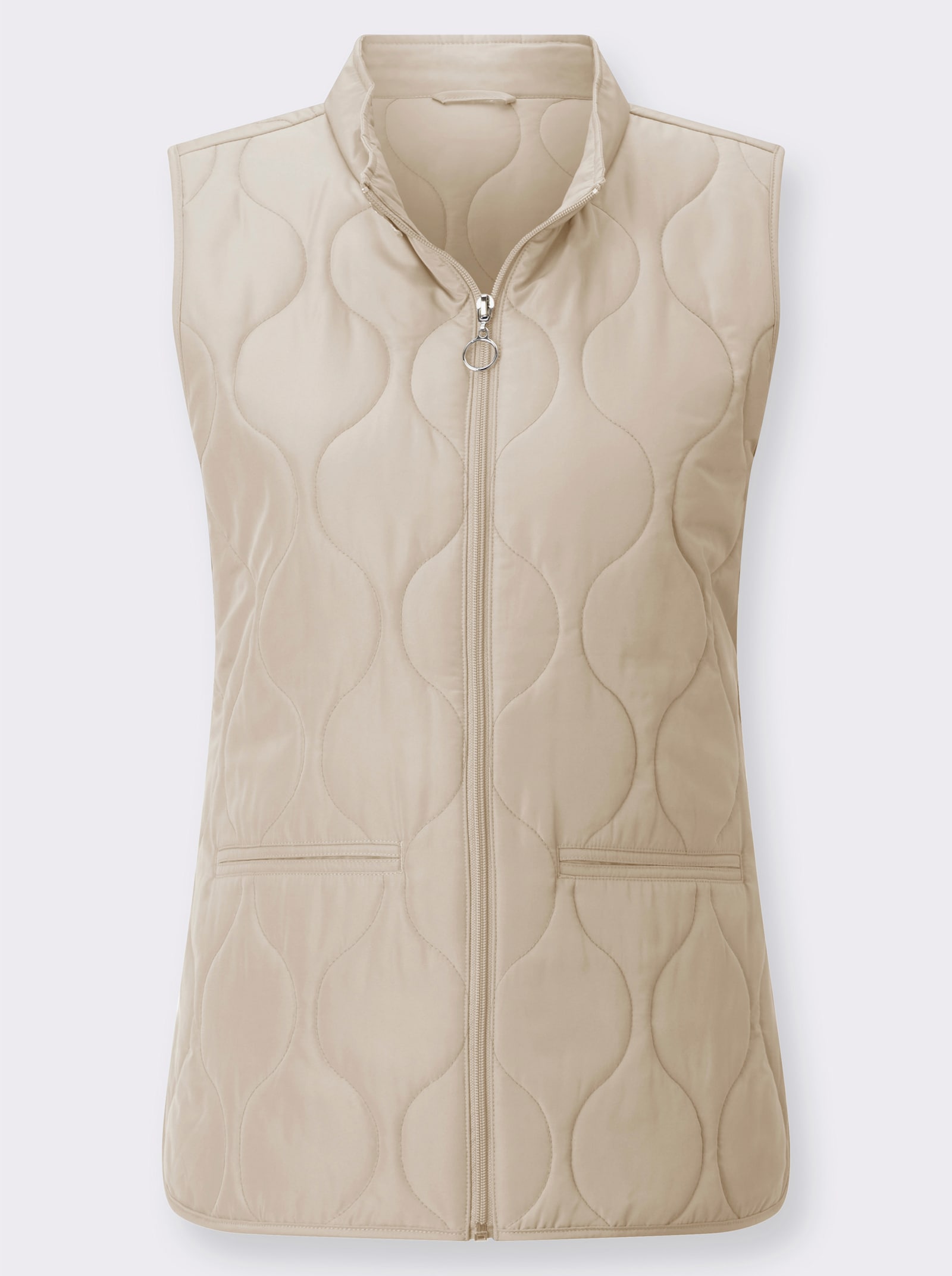 Bodywarmer met golfvormige stiksels - zand