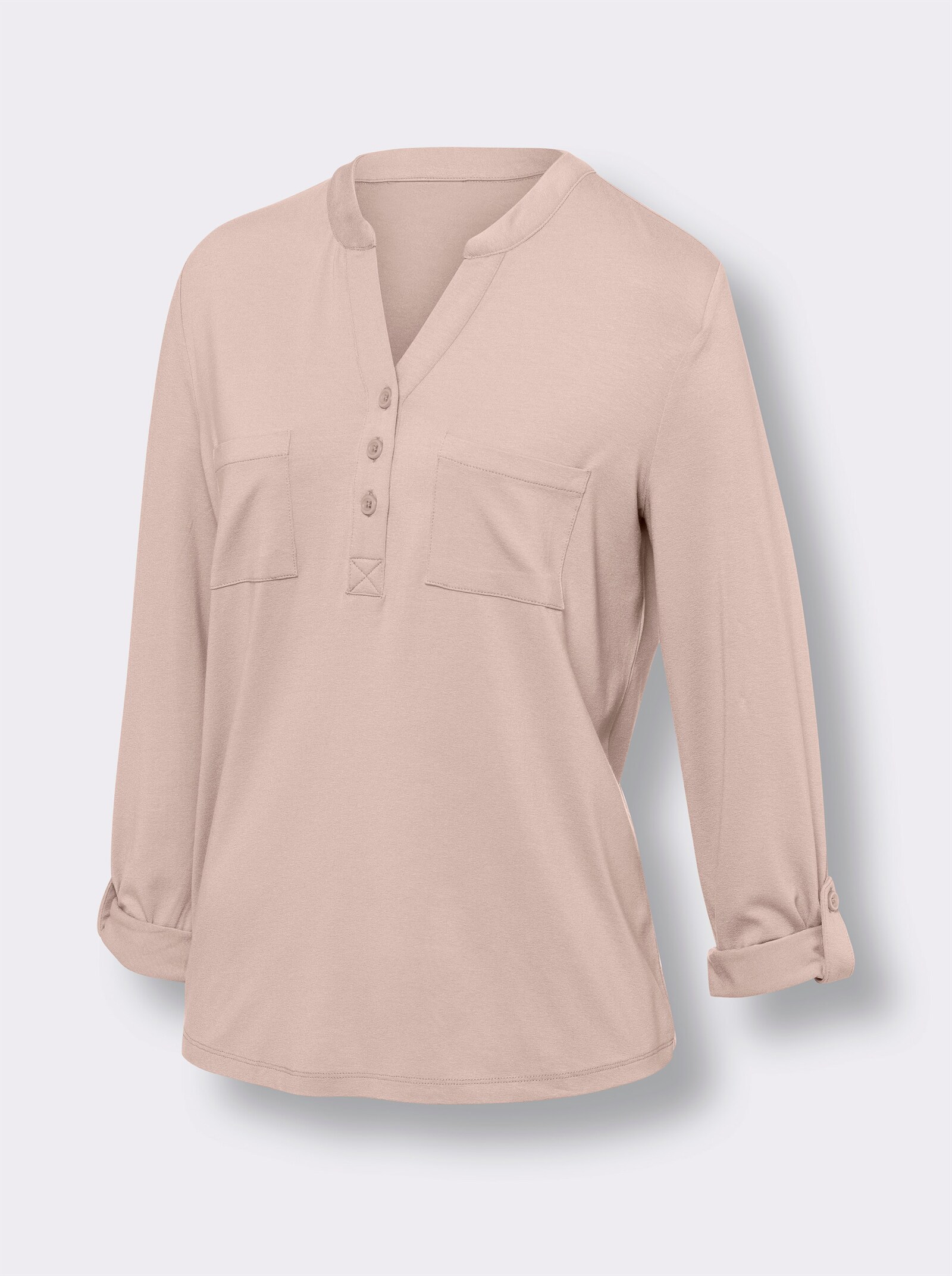 heine Blouseshirt met korte knoopsluiting - poudre