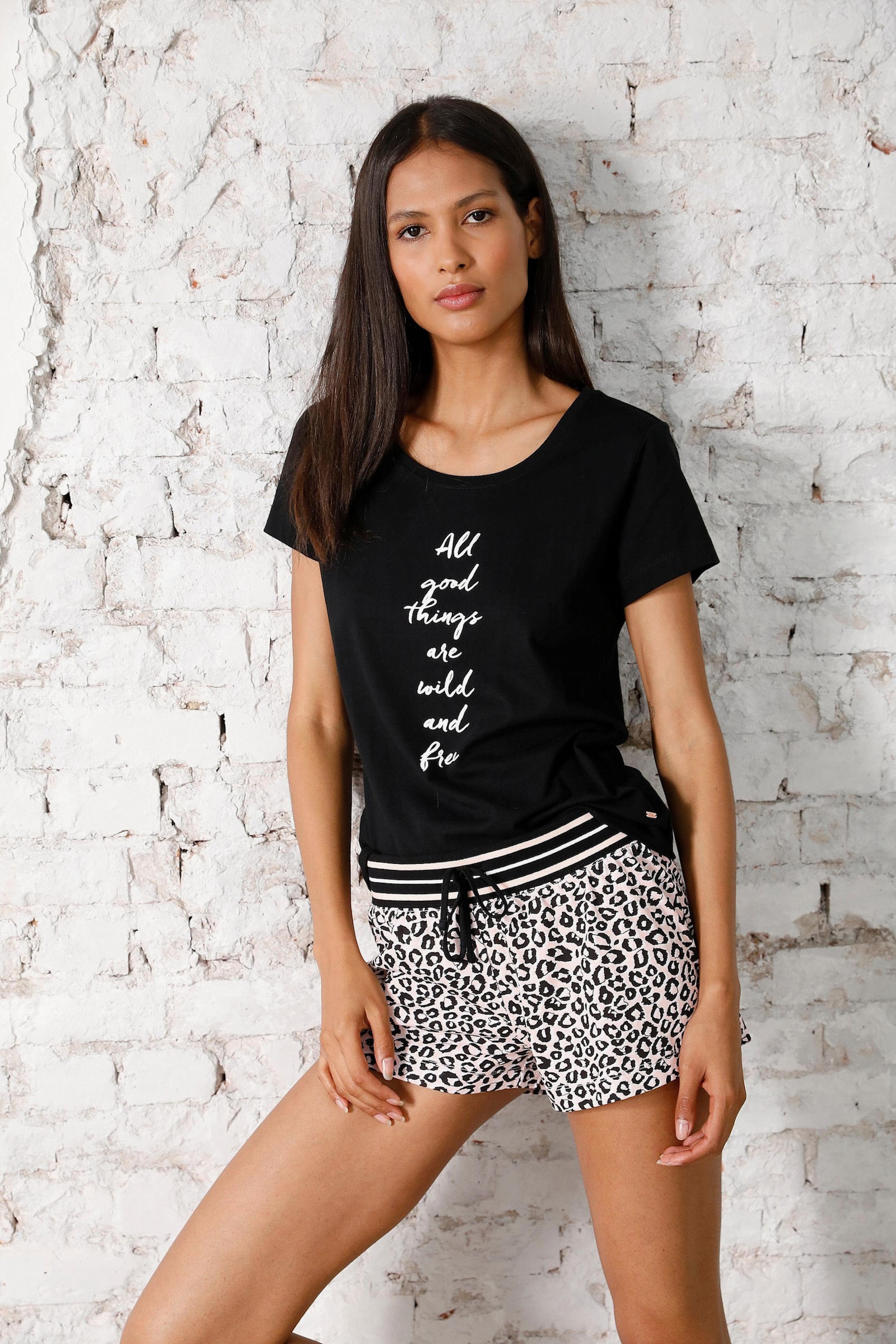 s.Oliver Pyjama court - rose clair-noir