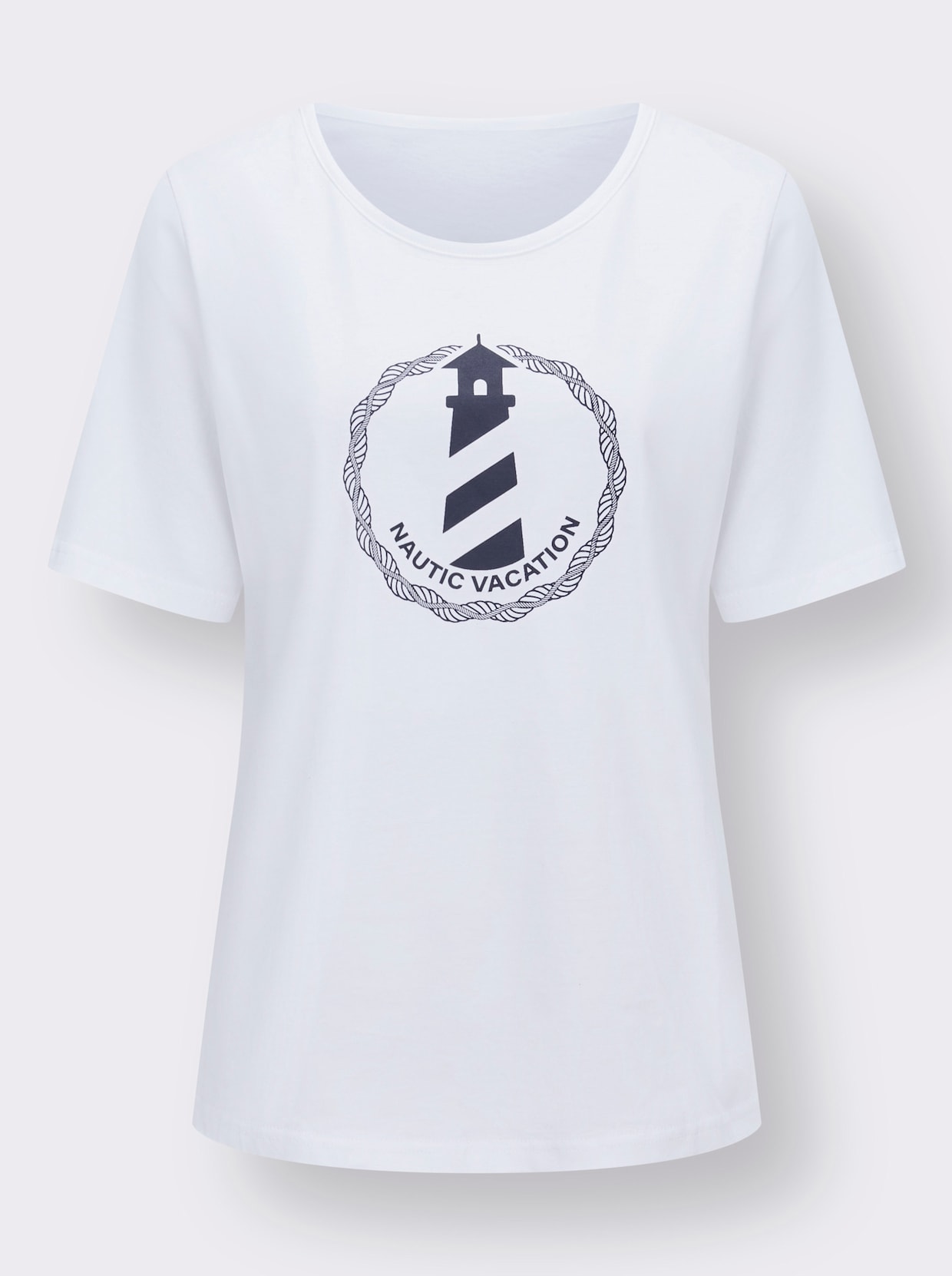 Kurzarmshirt - weiss-marine