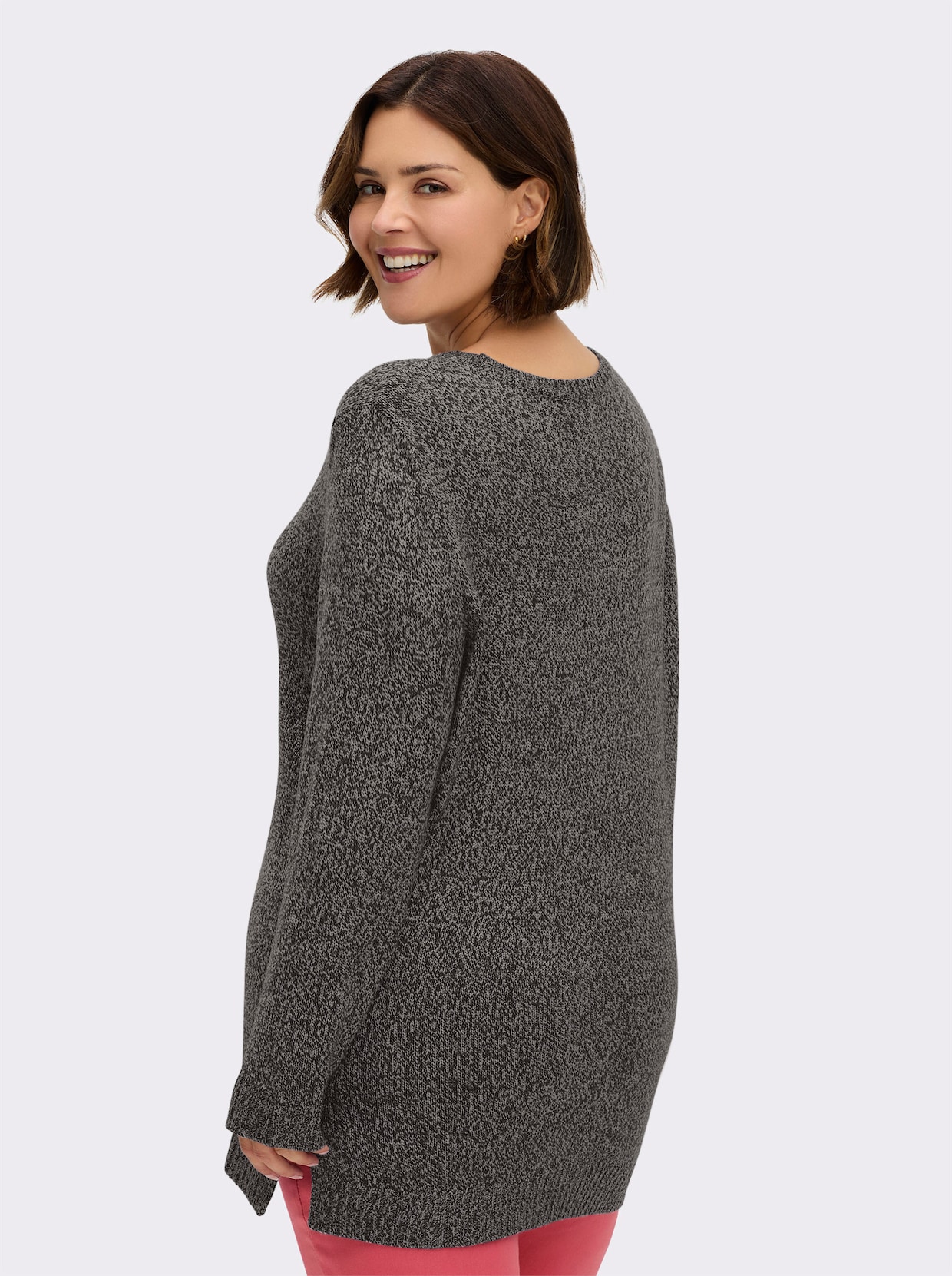Longpullover - steingrau-meliert