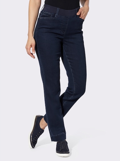Schlupfjeans mit Ripp-Dehnbund - dark blue
