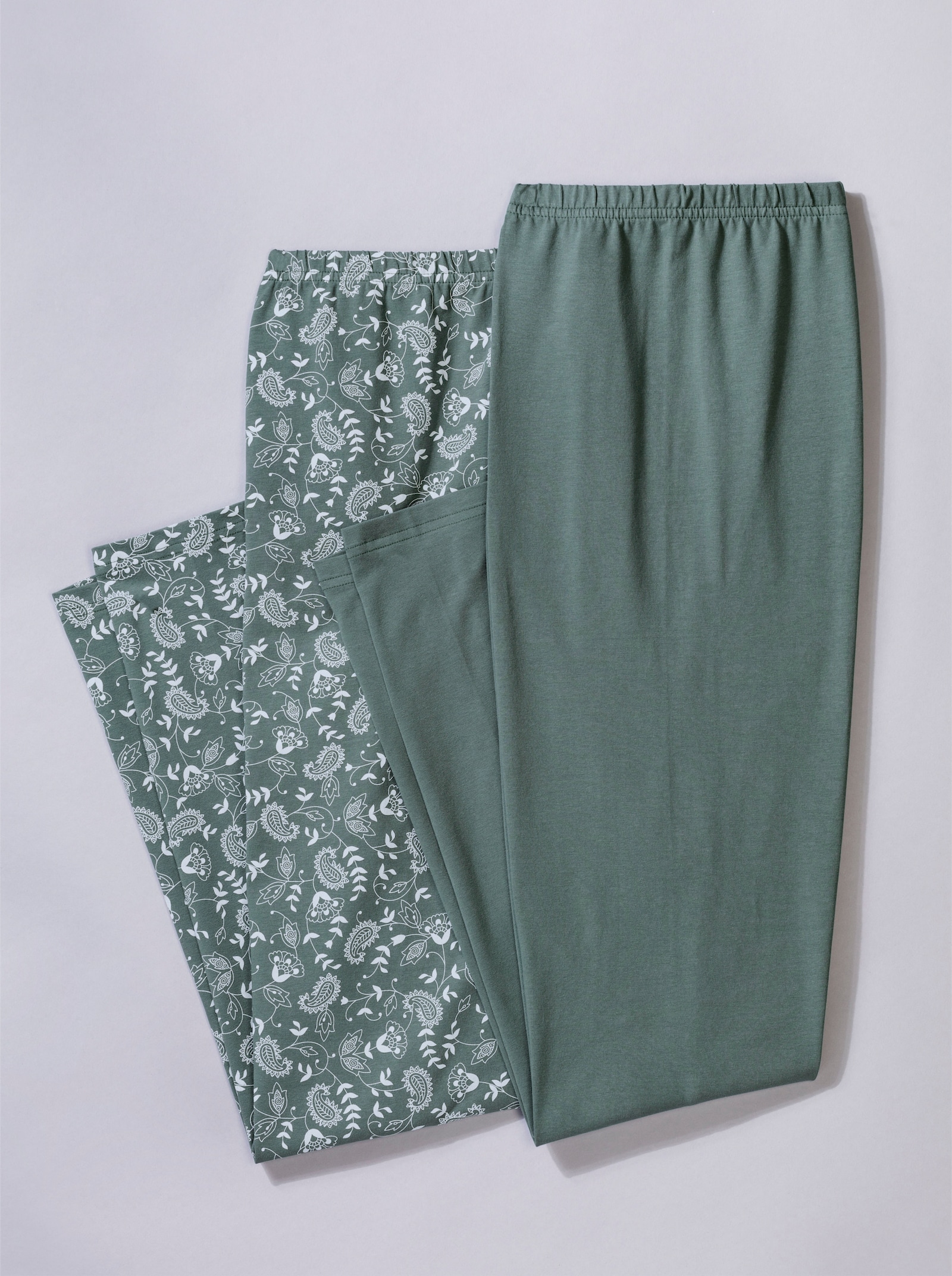 Leggings in Stretch-Qualität - khaki + khaki-bedruckt