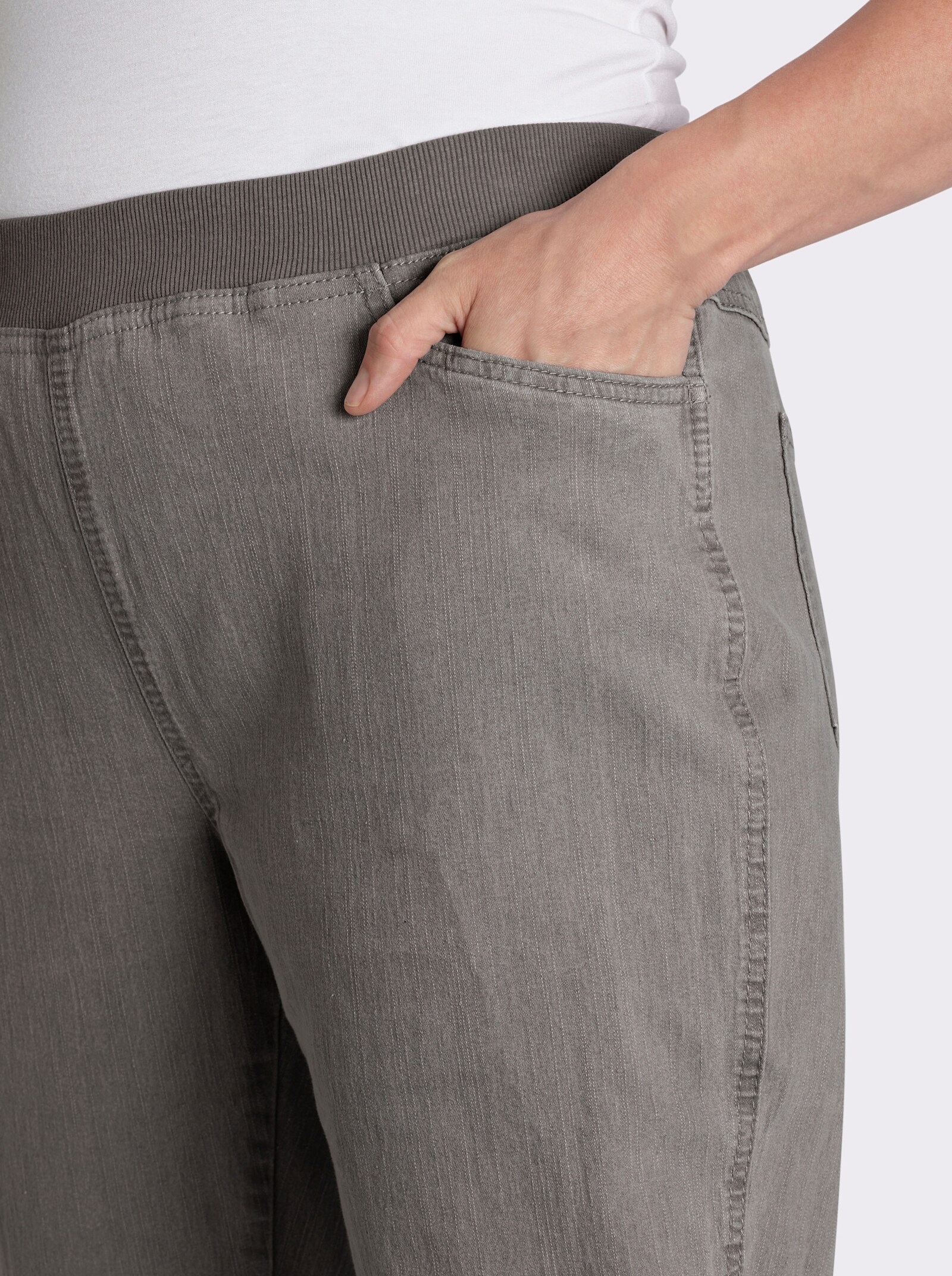 Stretch-Jeans mit Rundum-Dehnbund - grey-denim