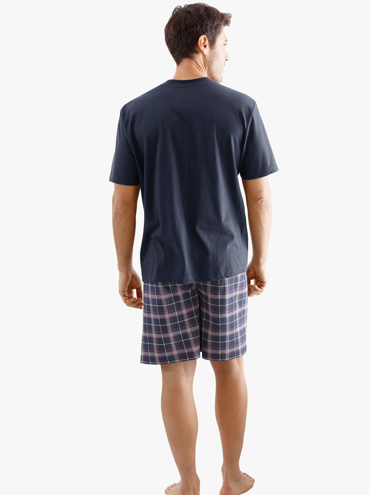 Krátke pyžamo - námornícka modrá potlač