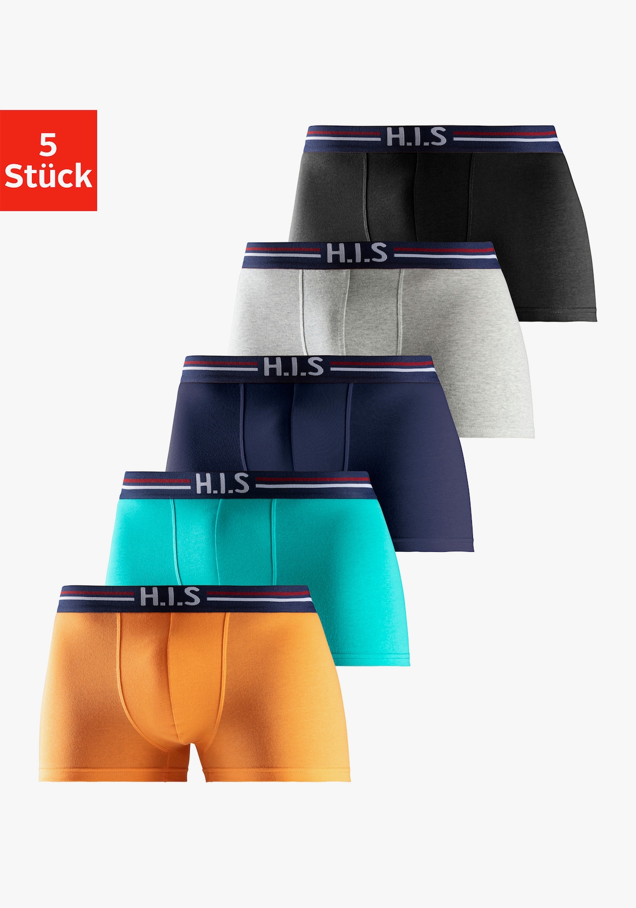 H.I.S Boxer - orange, mint, navy, grau-meliert, schwarz