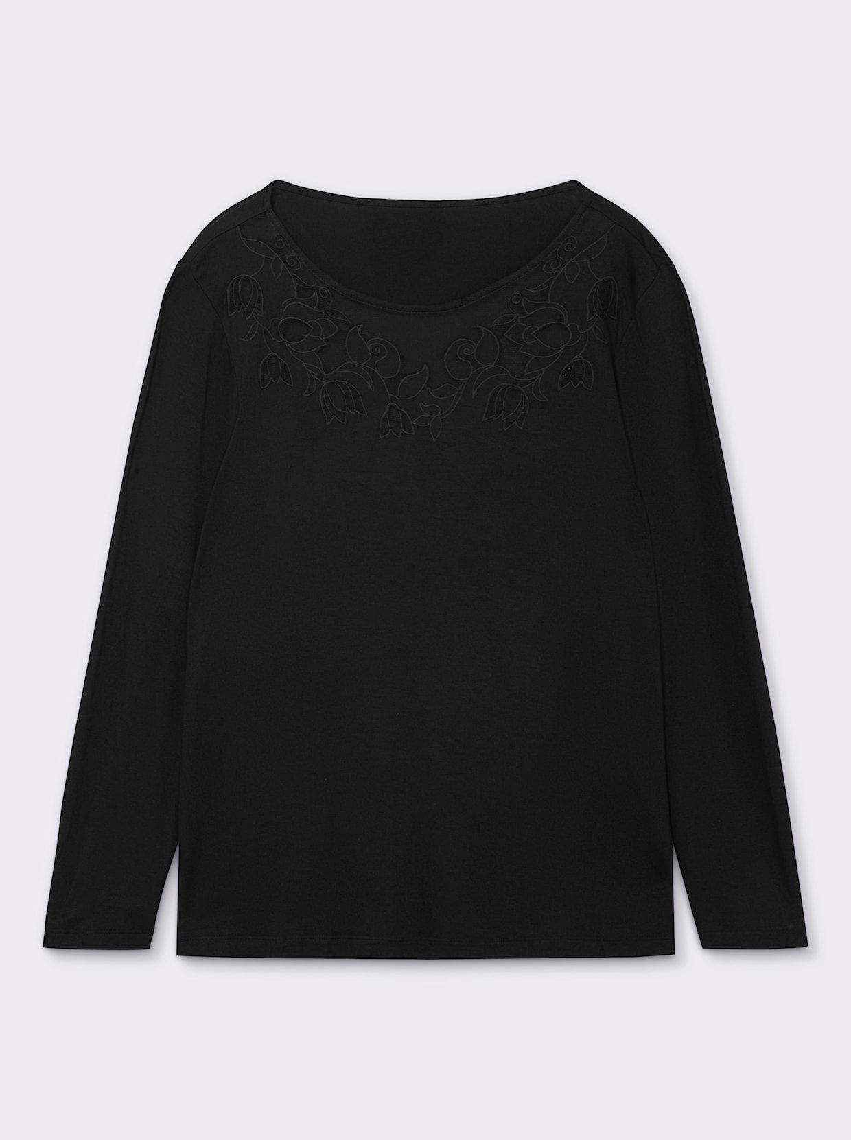 Langarmshirt mit transparentem Tüll-Einsatz - schwarz