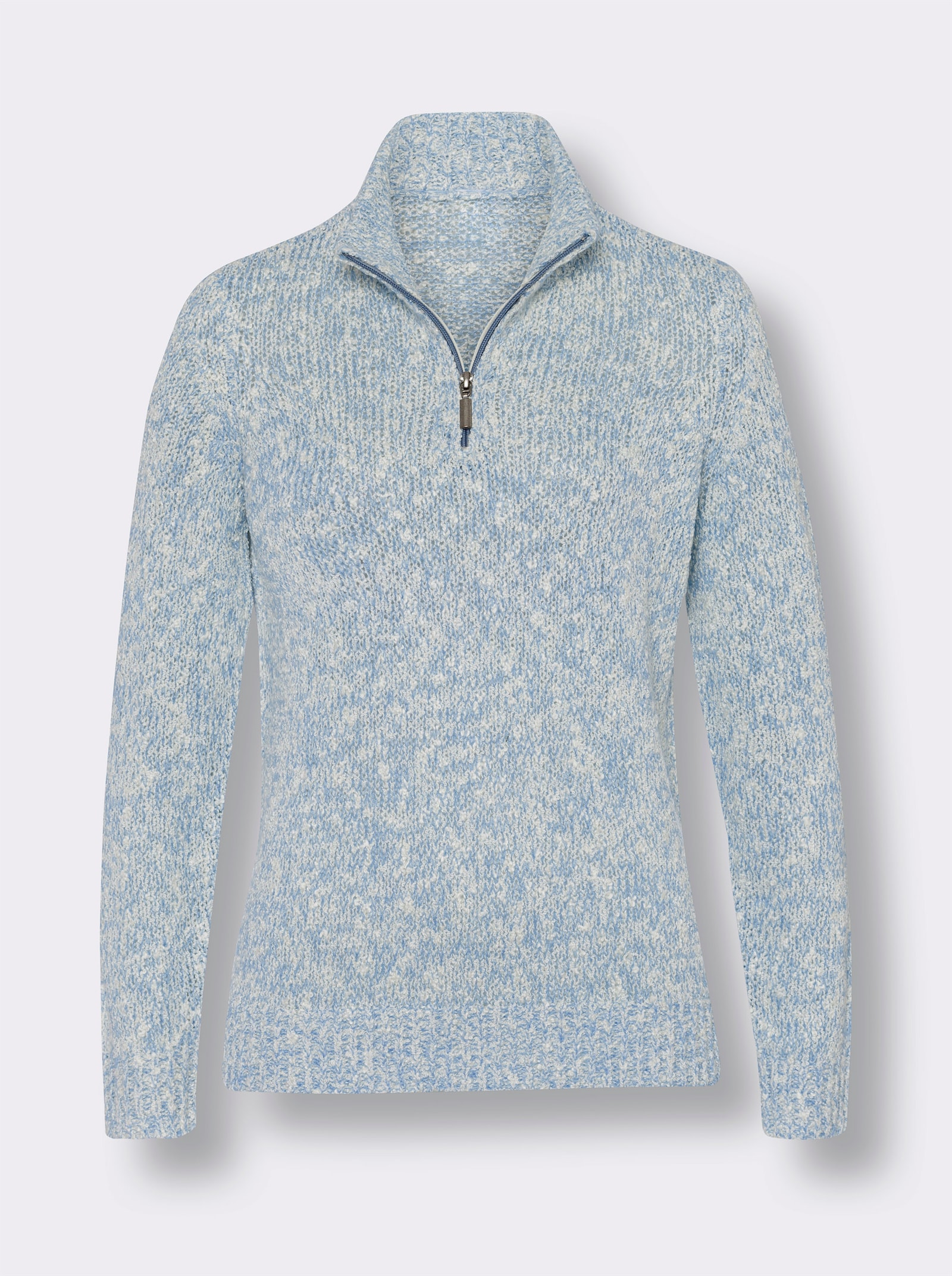 Strickpullover mit Effekt-Garn - himmelblau-meliert
